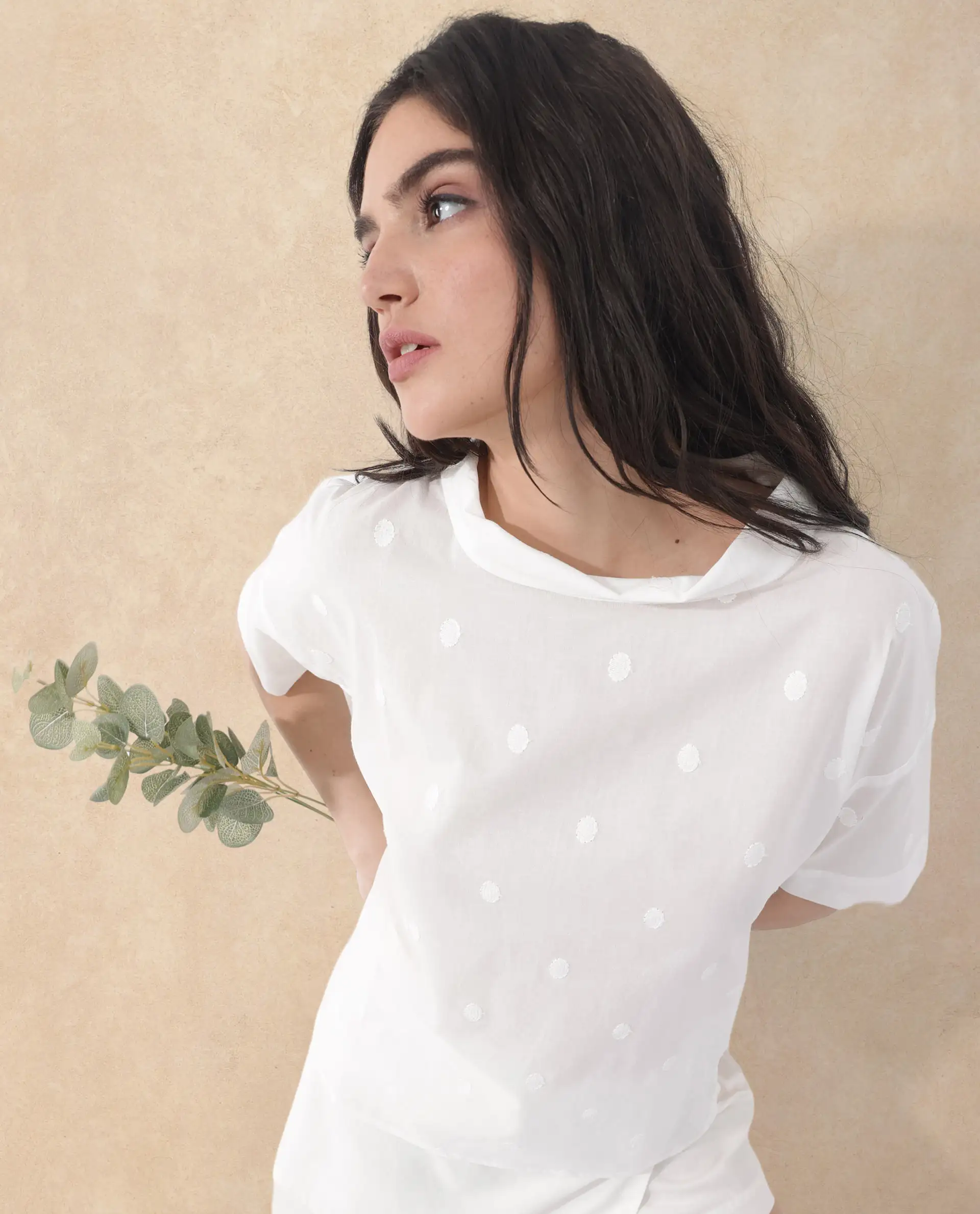Rareism Women's Raviolt White Cotton Spread Collar Plain Regular Fit Top - Image 7