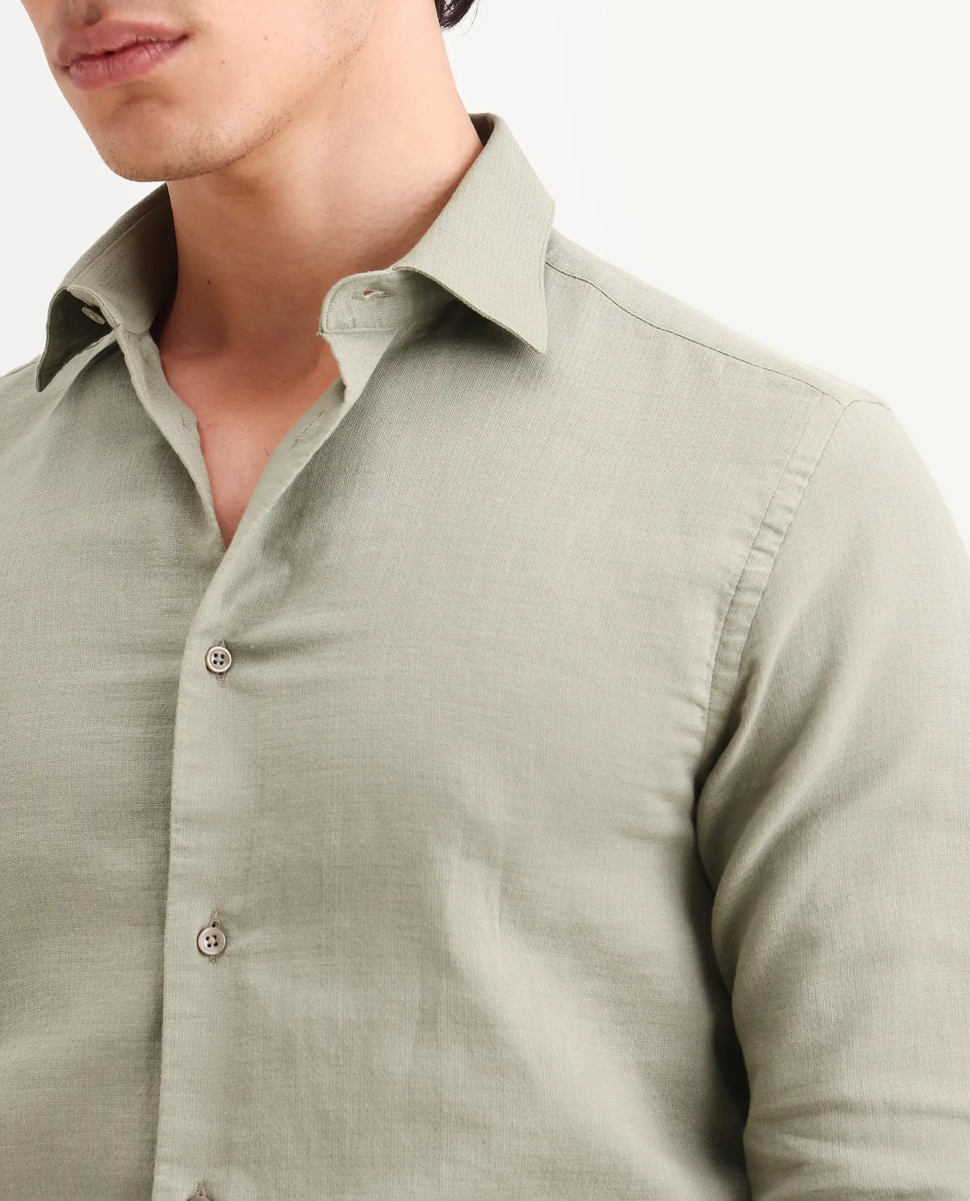Rare Rabbit Men's Raxo Dusky Green Cotton Fabric Full Sleeve Regular Fit Shirt - Image 3