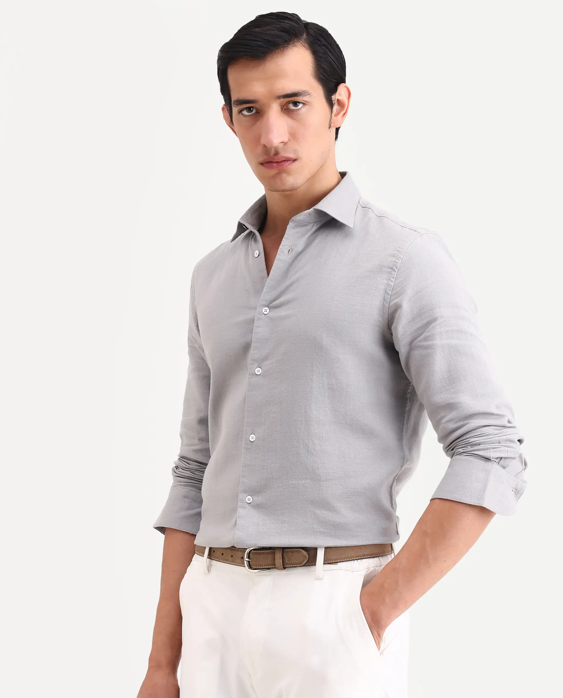 Rare Rabbit Men's Raxo Dusky Purple Cotton Fabric Full Sleeve Spread Collar Regular Fit Plain Shirt - Image 5