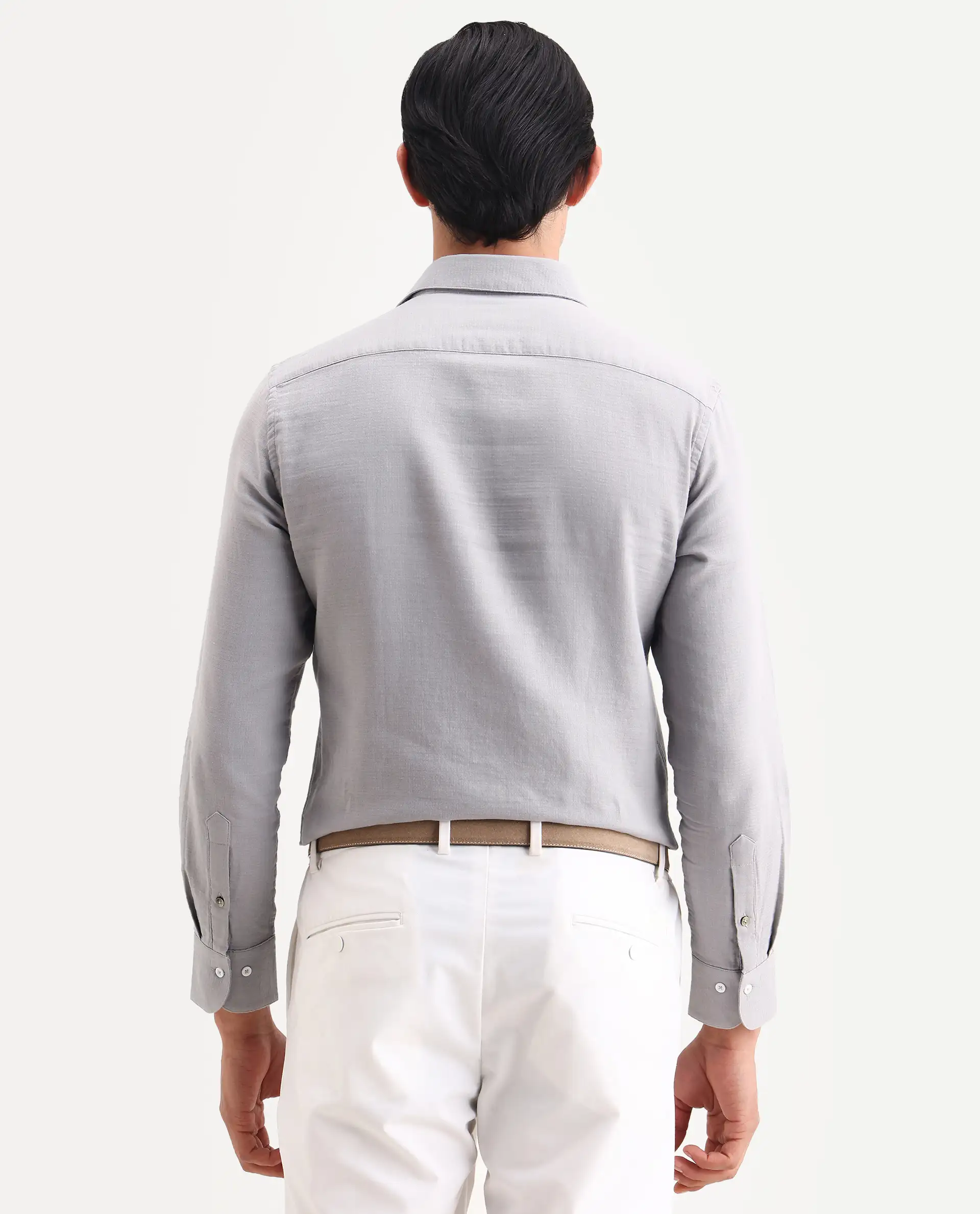 Rare Rabbit Men's Raxo Dusky Purple Cotton Fabric Full Sleeve Spread Collar Regular Fit Plain Shirt - Image 6