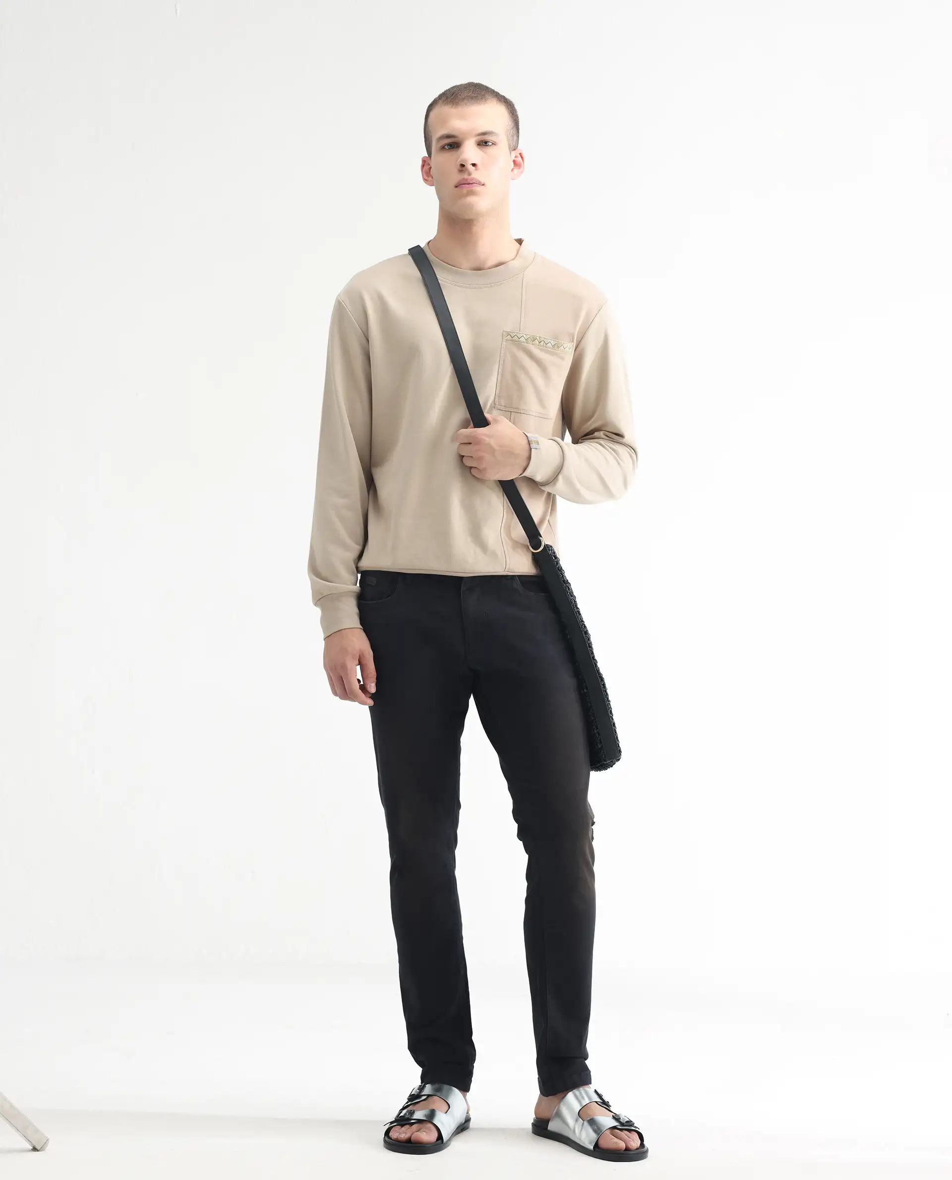 Rare Rabbit Men's Ray Black Cotton Plain Hawk Slim Fit Jeans
