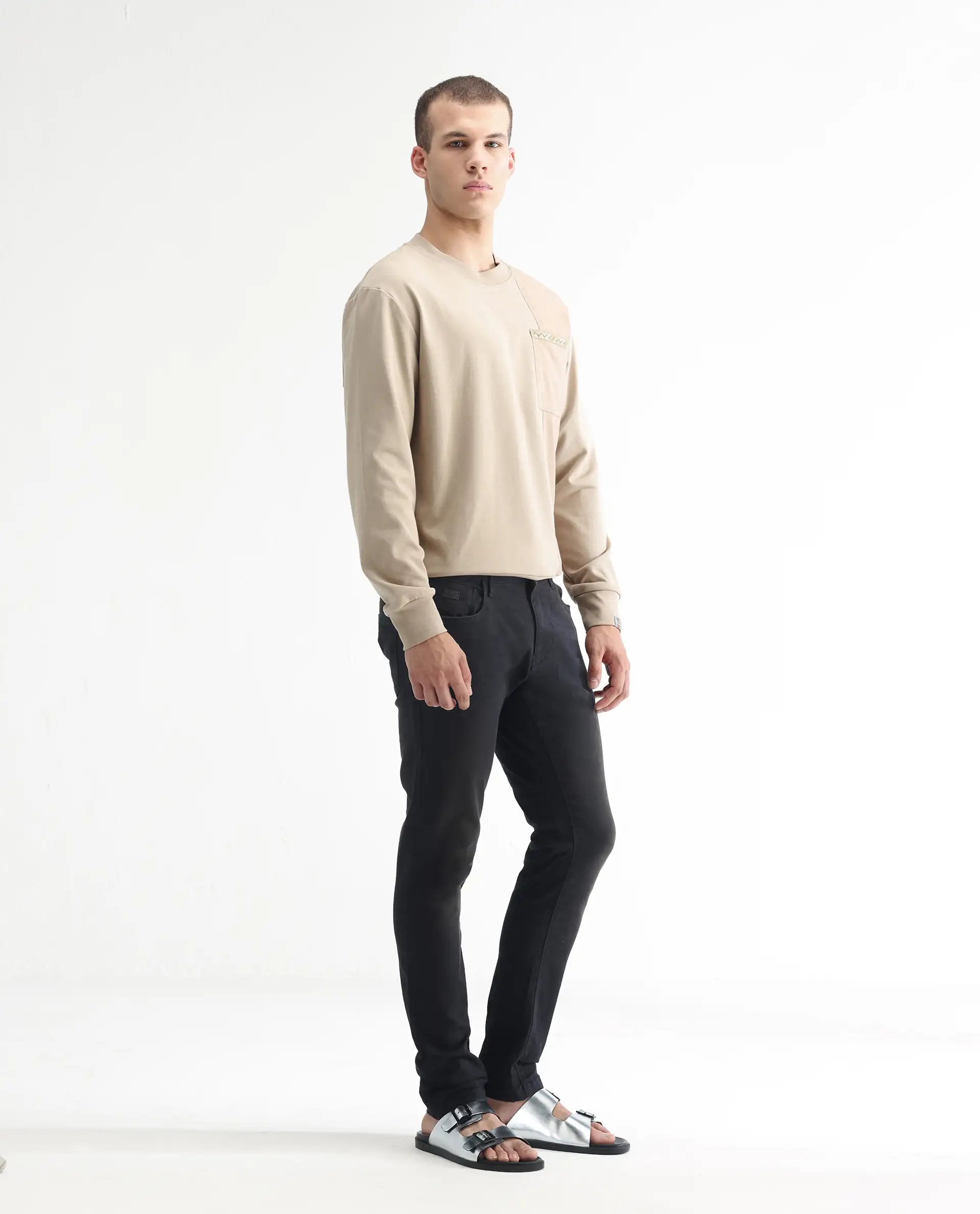 Rare Rabbit Men's Ray Black Cotton Plain Hawk Slim Fit Jeans - Image 6