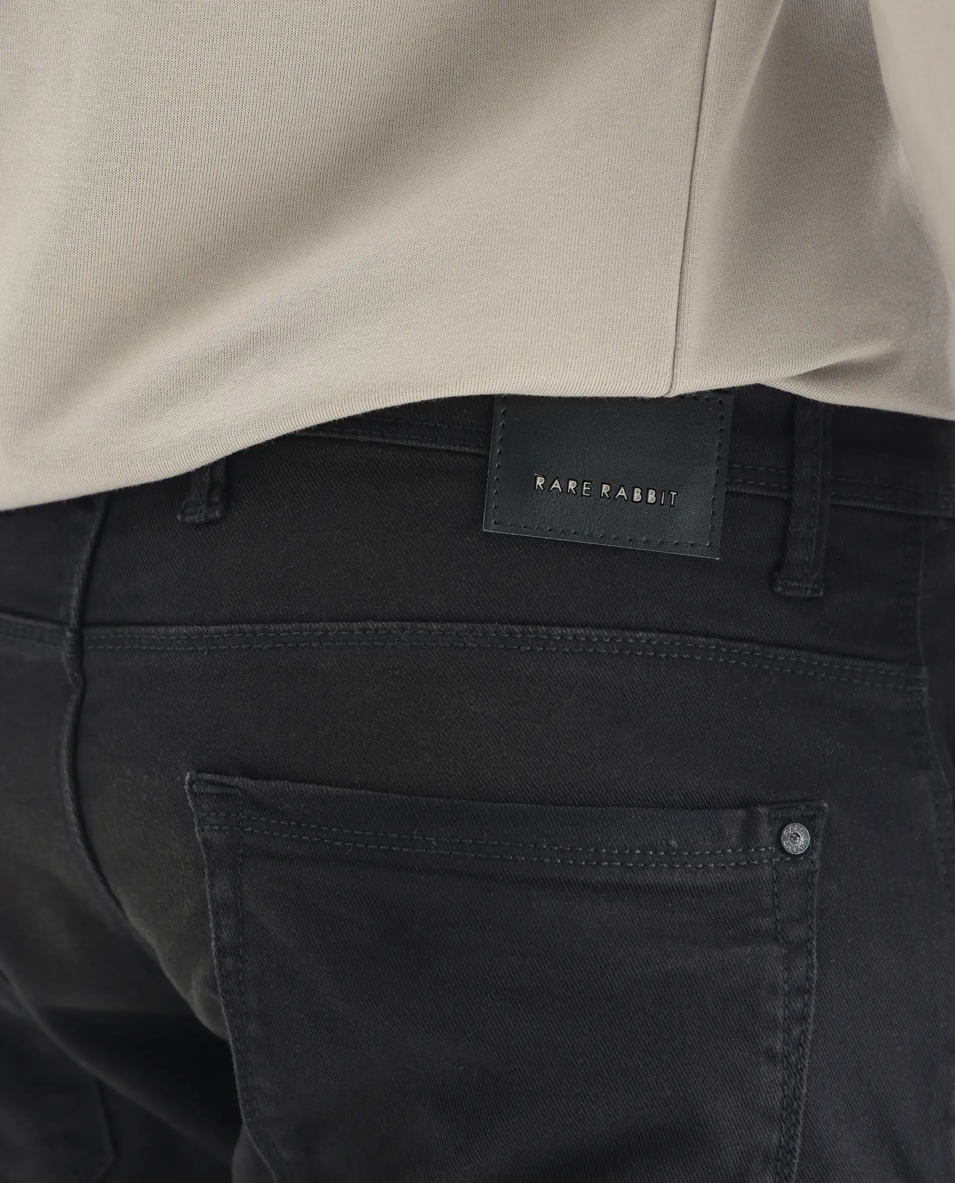 Rare Rabbit Men's Ray Black Cotton Plain Hawk Slim Fit Jeans - Image 8