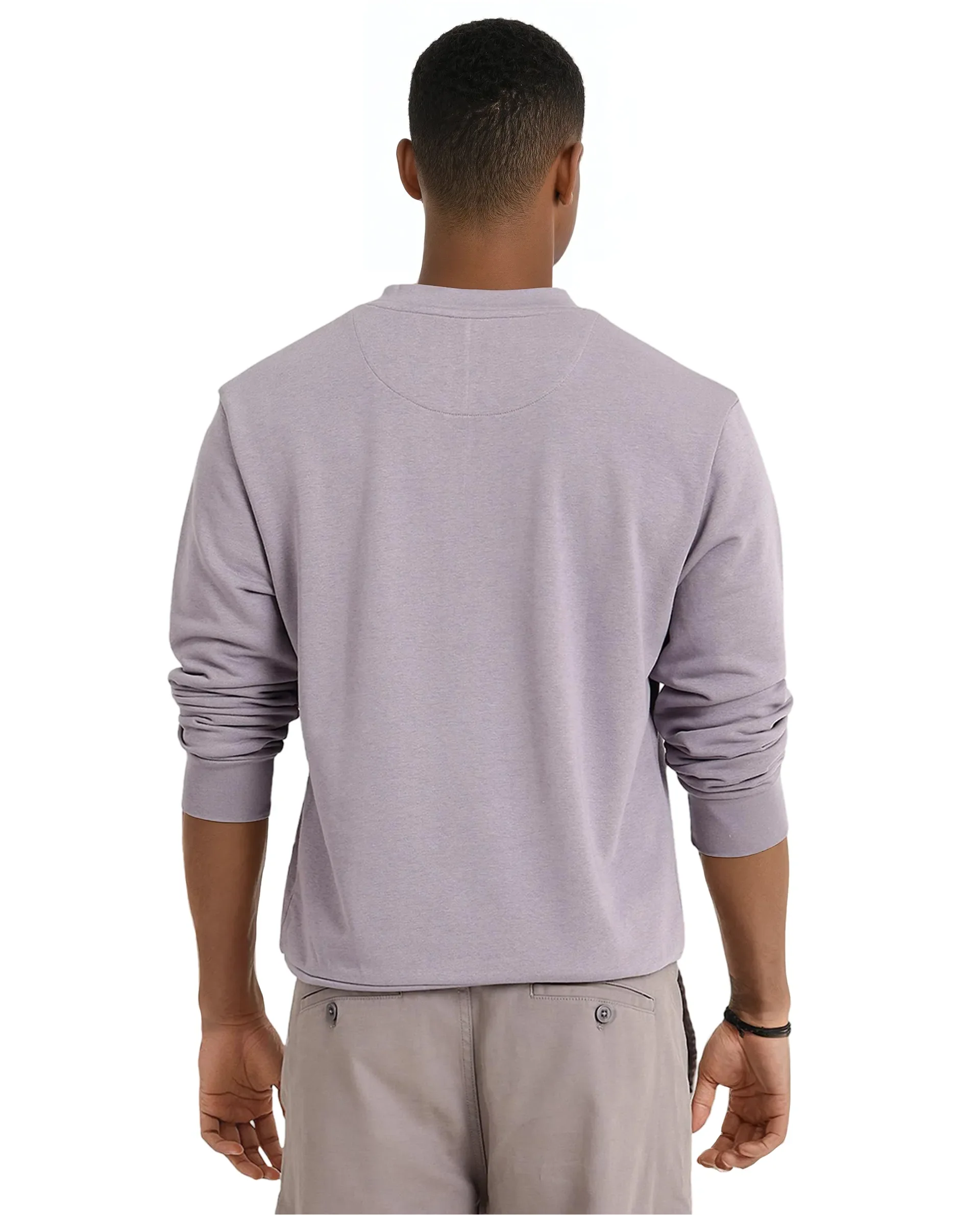 Rare Rabbit Men's Raydon Dusky Purple Cotton Graphic Print Regular Fit Full Sleeve Crew Neck Sweatshirt - Image 7
