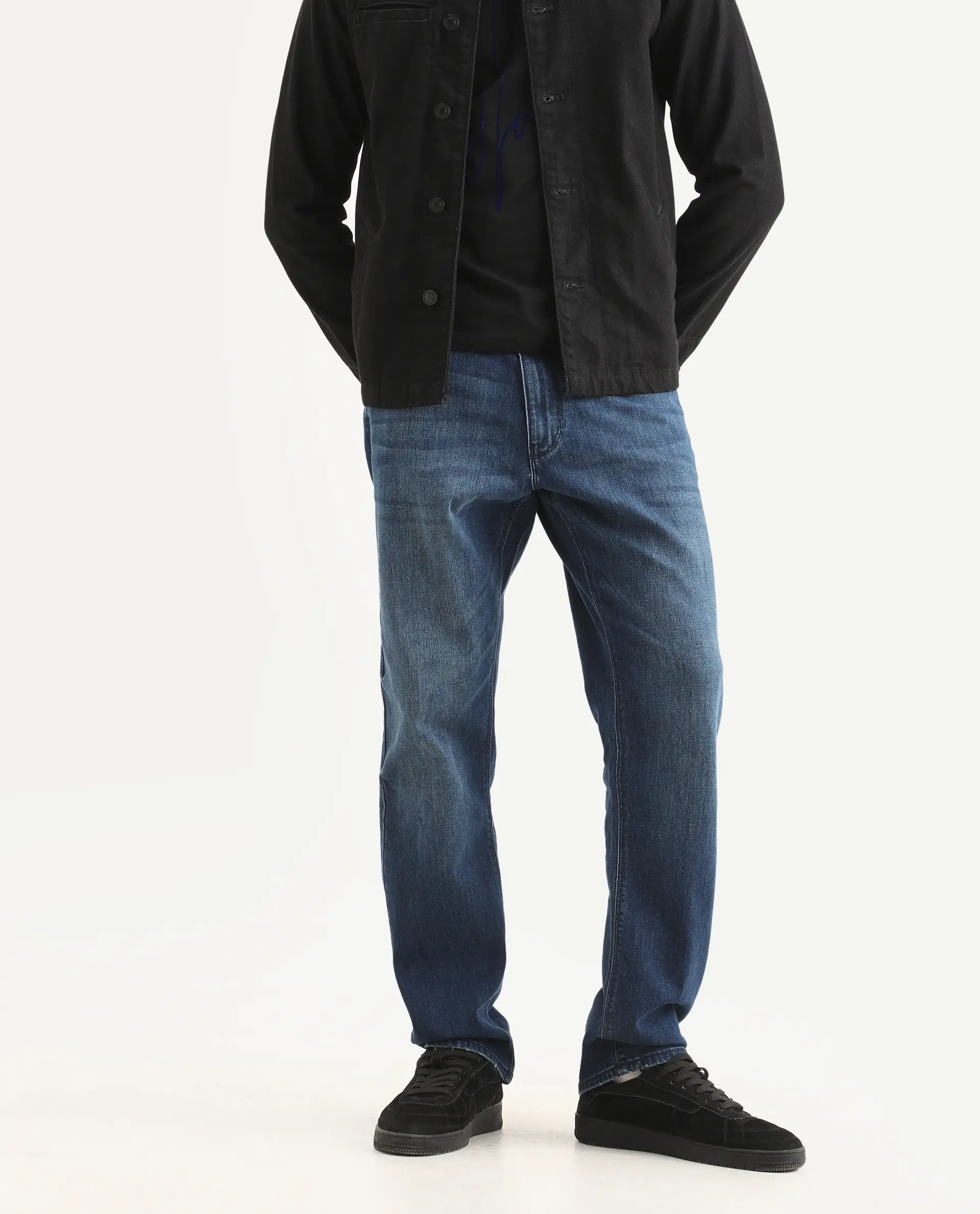 Rare Rabbit Men's Rayl Dark Blue Cotton Blend Fabric Morris Regular Fit Plain Jeans - Image 2