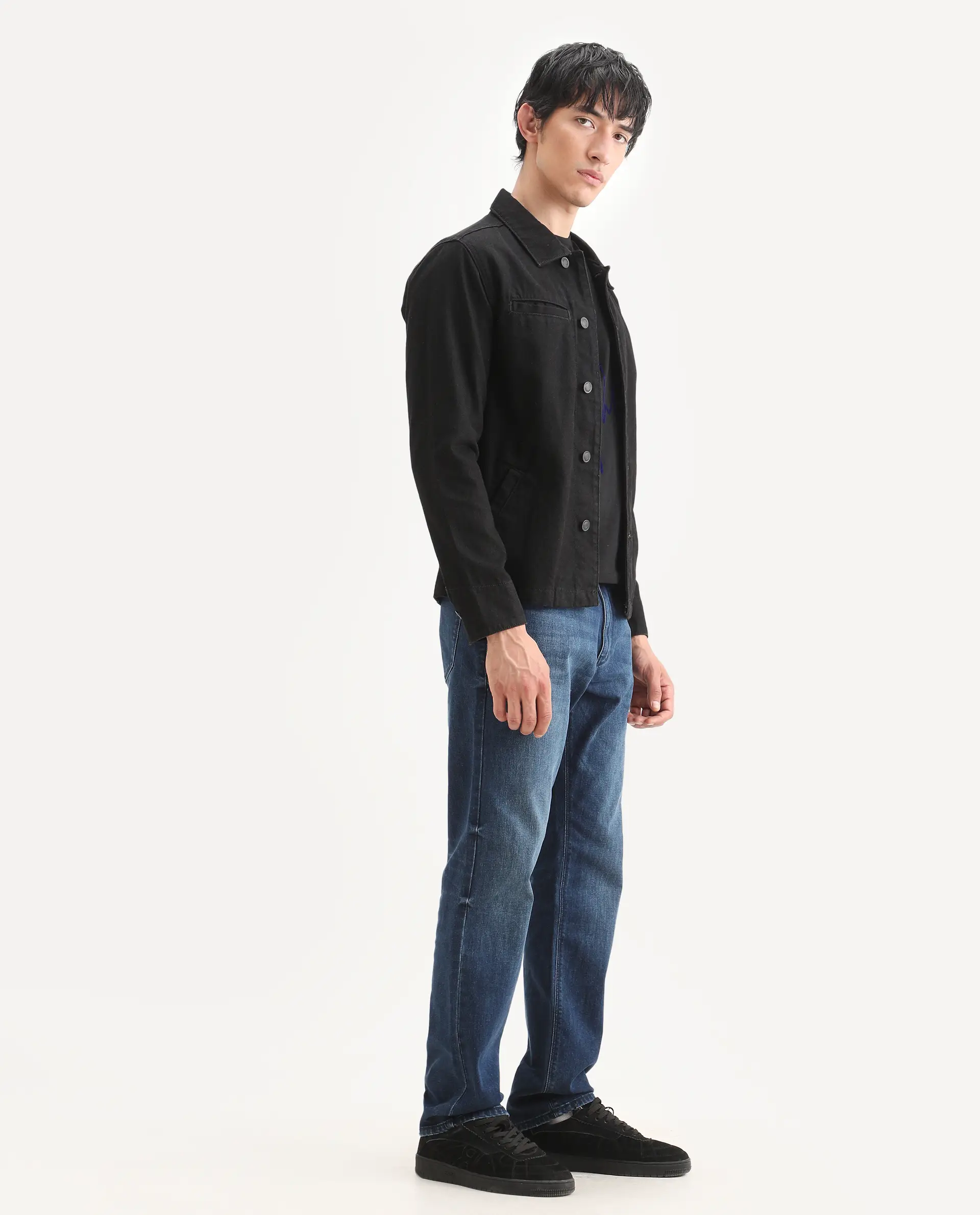 Rare Rabbit Men's Rayl Dark Blue Cotton Blend Fabric Morris Regular Fit Plain Jeans - Image 5