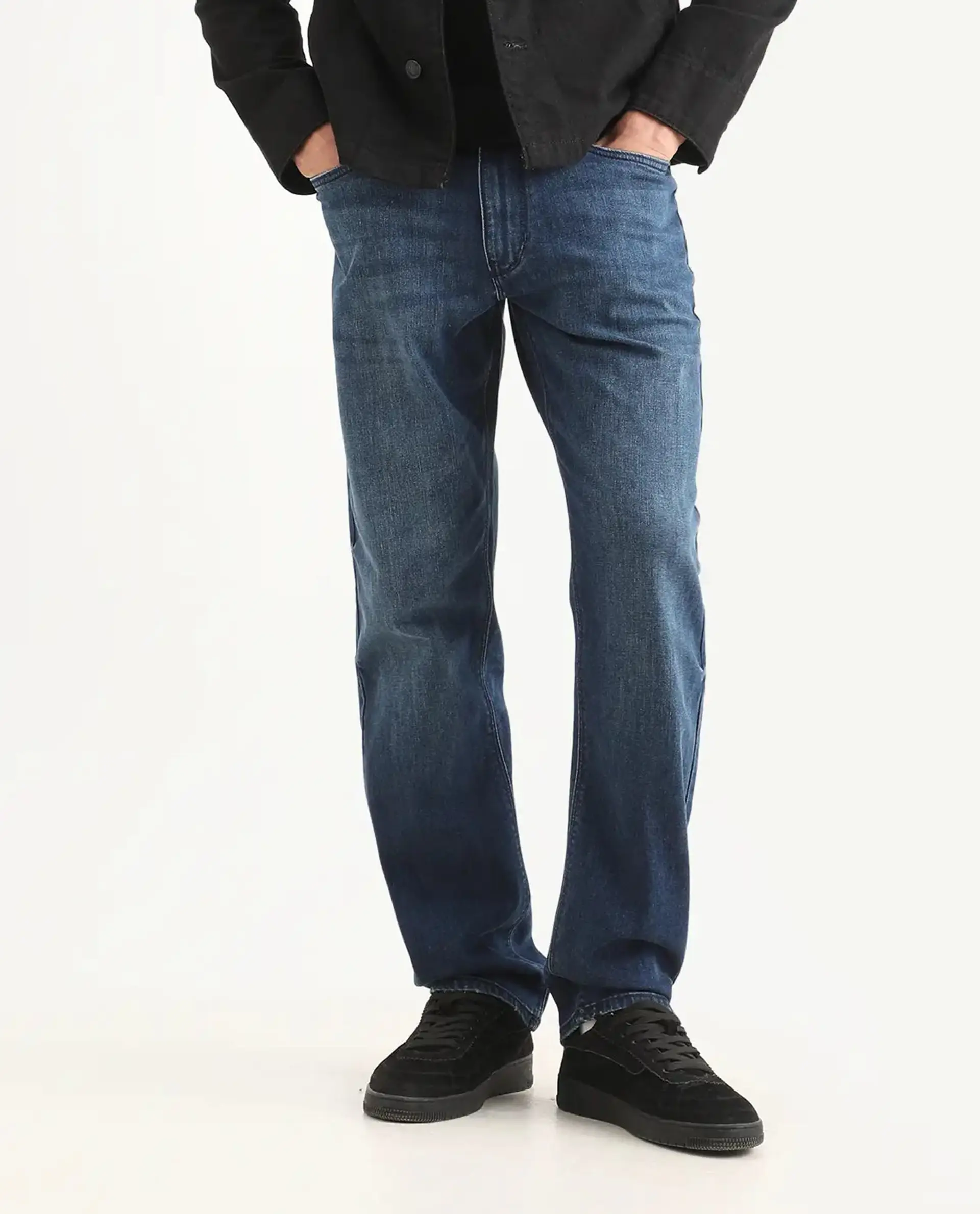 Rare Rabbit Men's Rayl Dark Blue Cotton Blend Fabric Morris Regular Fit Plain Jeans - Image 9