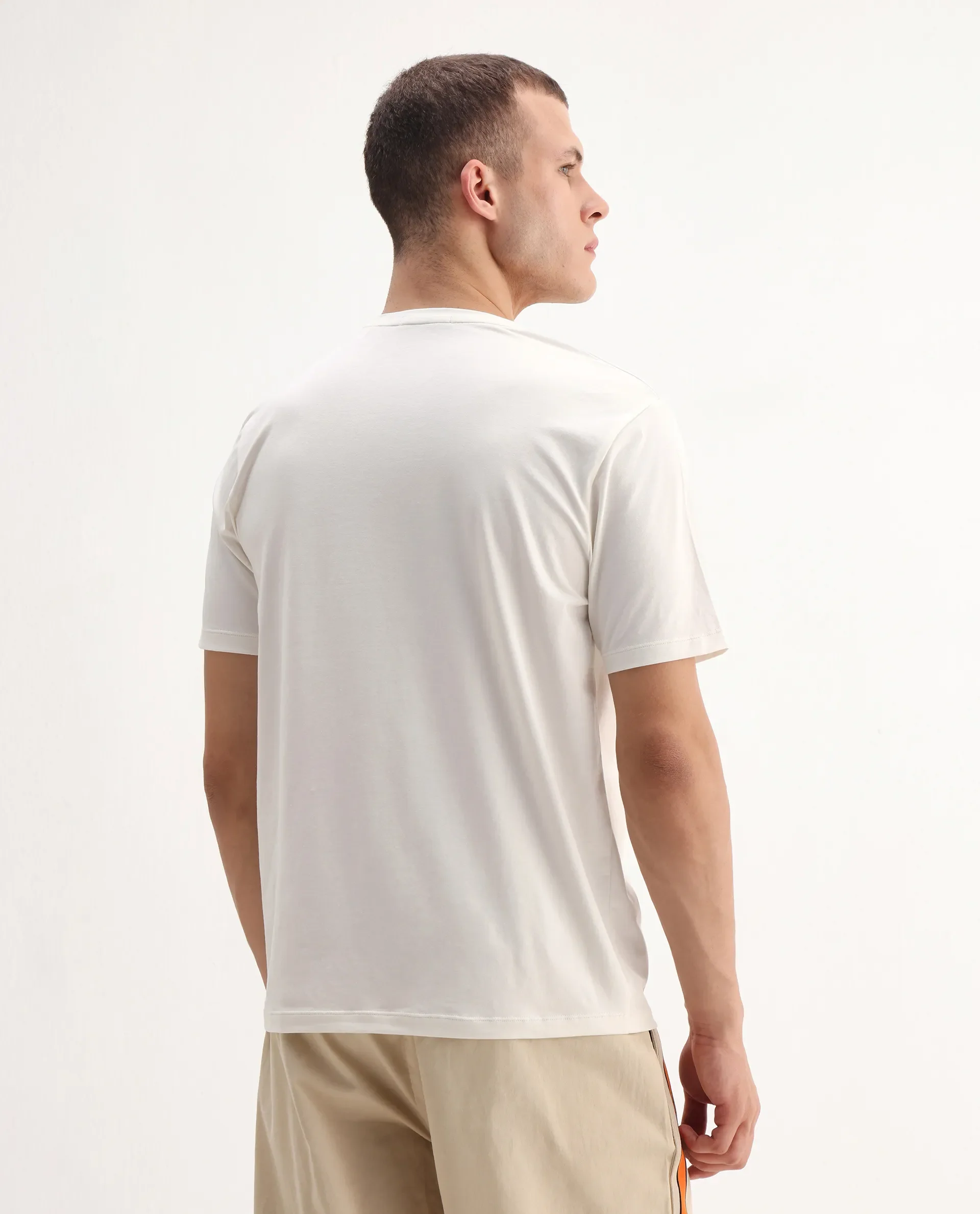 Rare Rabbit Men's Raze Off White Cotton Blend Graphic Print Regular Fit Half Sleeve Crew Neck T-Shirt - Image 7