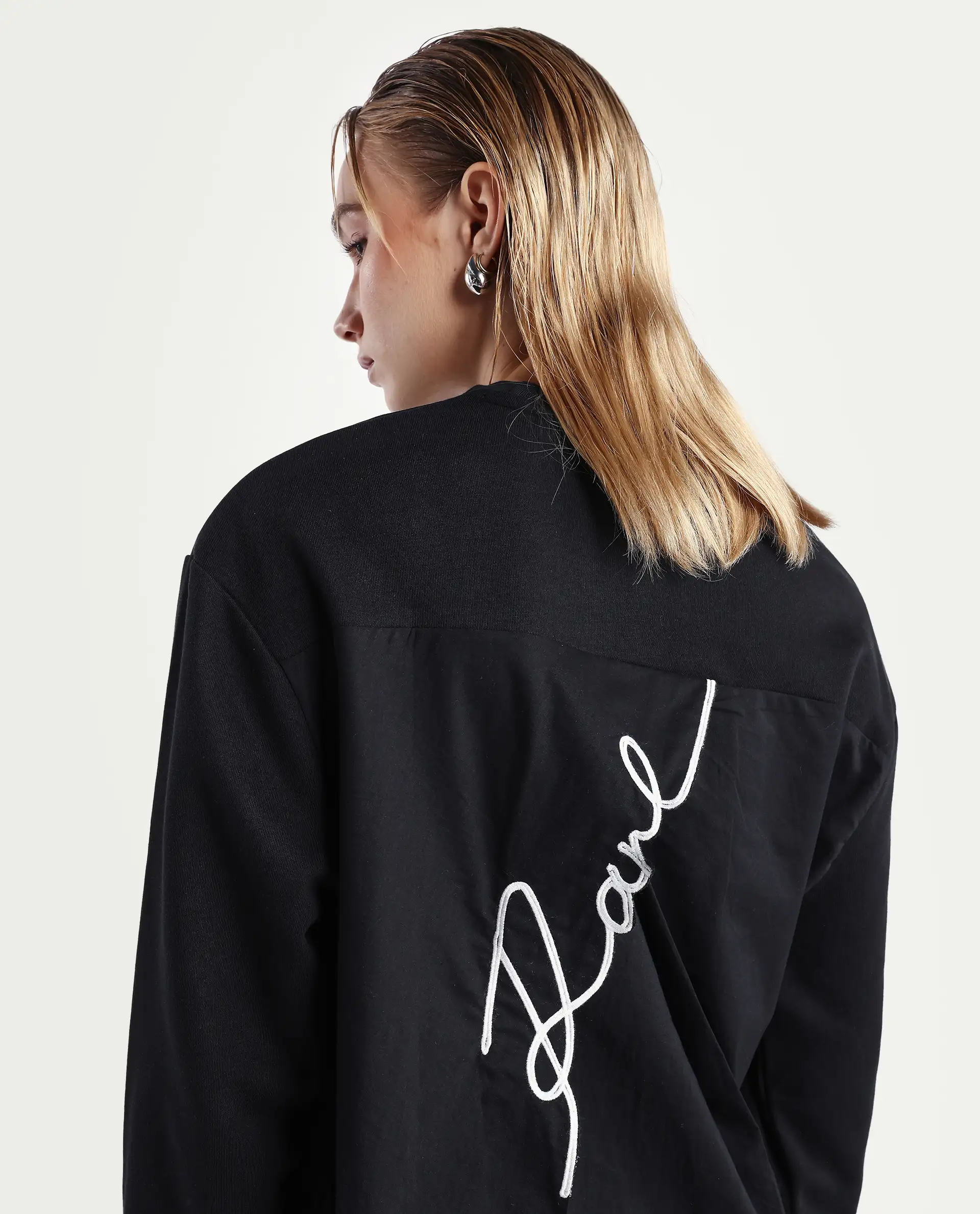 Rareism Women's Raze Black Cotton Blend Crew Neck Relaxed Fit Printed Sweatshirt - Image 4
