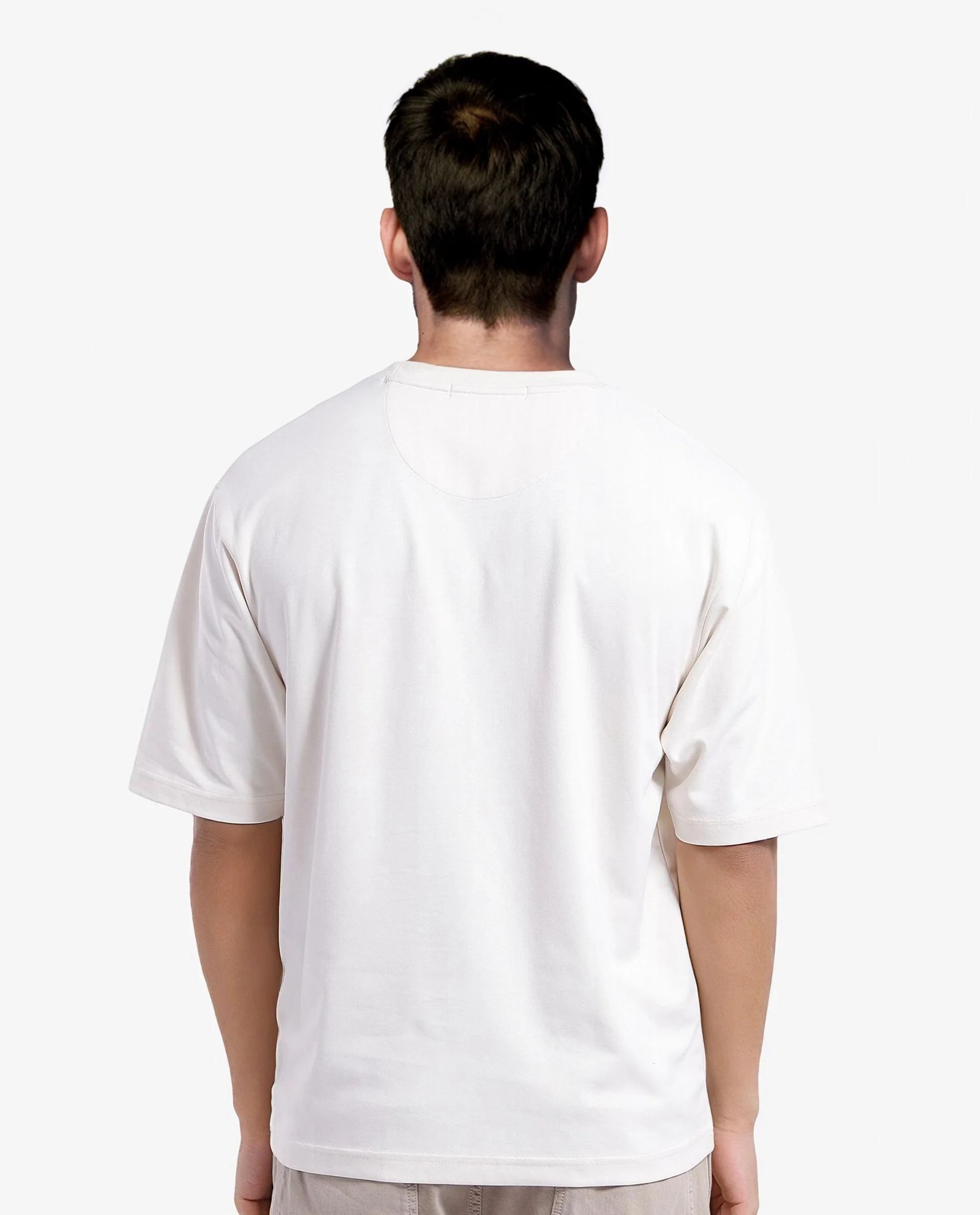 Rare Rabbit Men's Reat Off White Cotton Graphic Print Oversized Fit Half Sleeve Crew Neck T-Shirt - Image 8