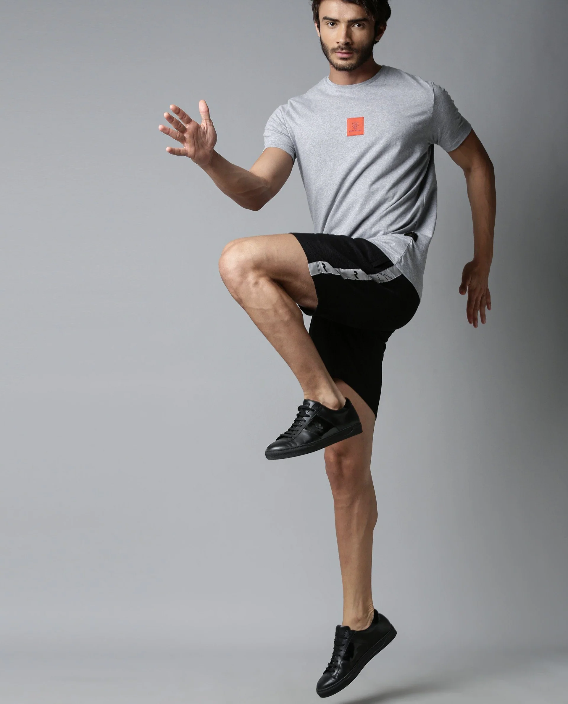 Rare Rabbit Men's Rebel Black Cotton Slim Fit Shorts - Image 2