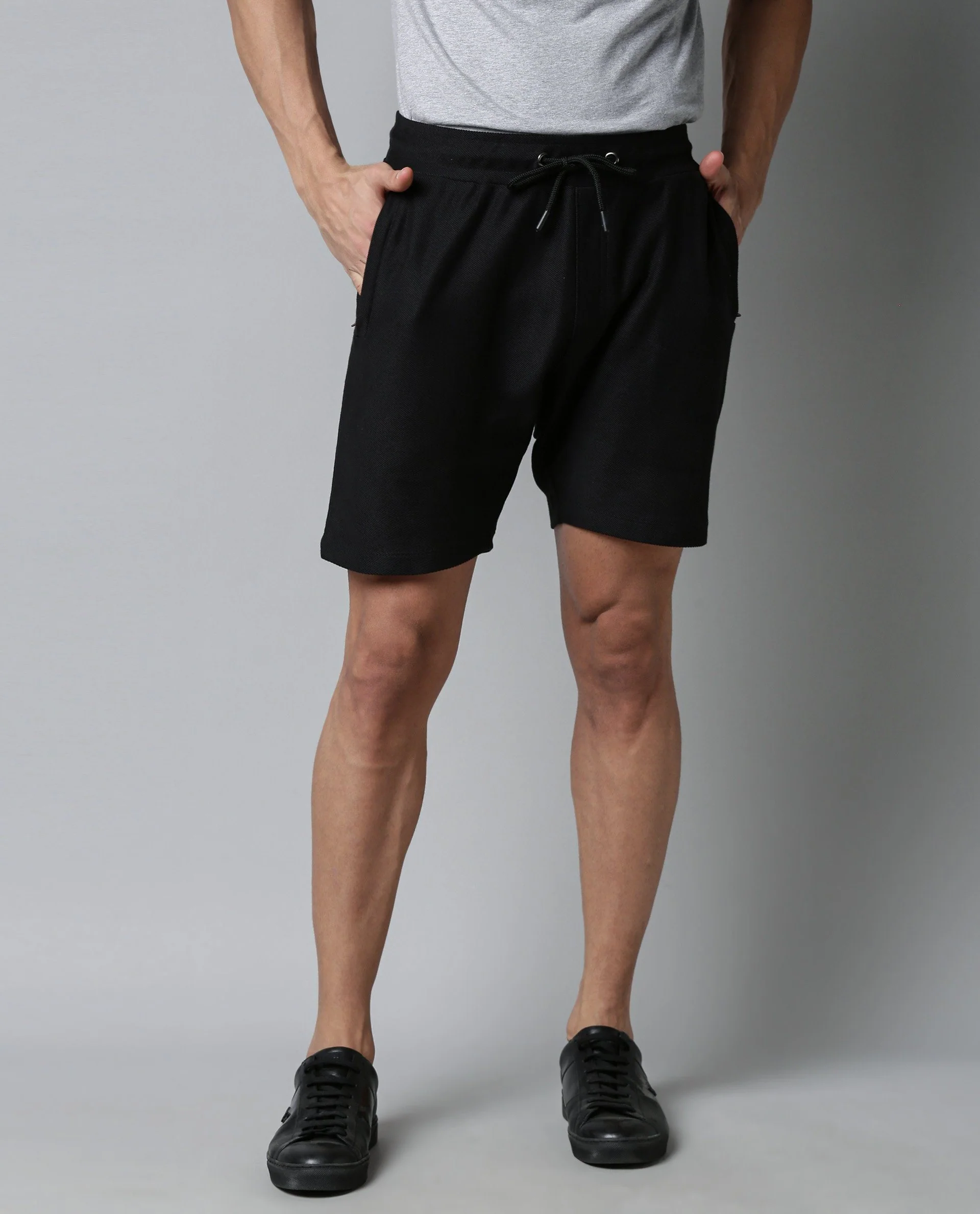 Rare Rabbit Men's Rebel Black Cotton Slim Fit Shorts - Image 3