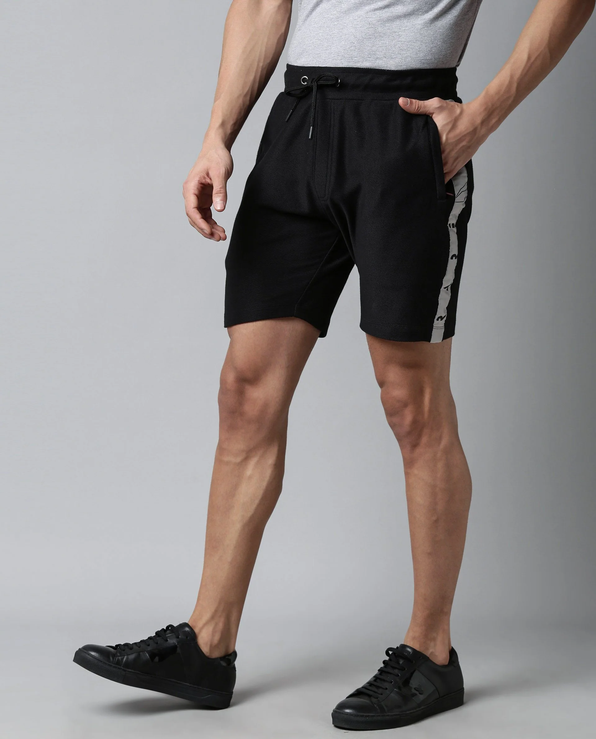 Rare Rabbit Men's Rebel Black Cotton Slim Fit Shorts - Image 4