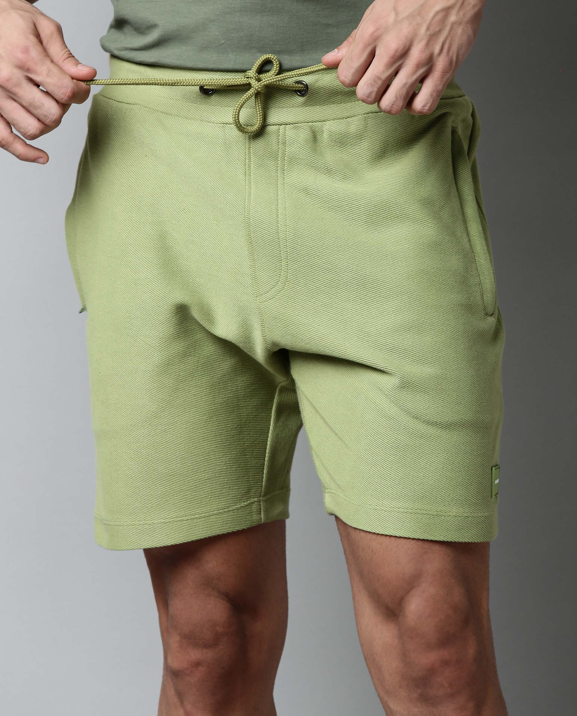 Rare Rabbit Men's Rebel Green Cotton Plain Slim Fit Shorts - Image 3