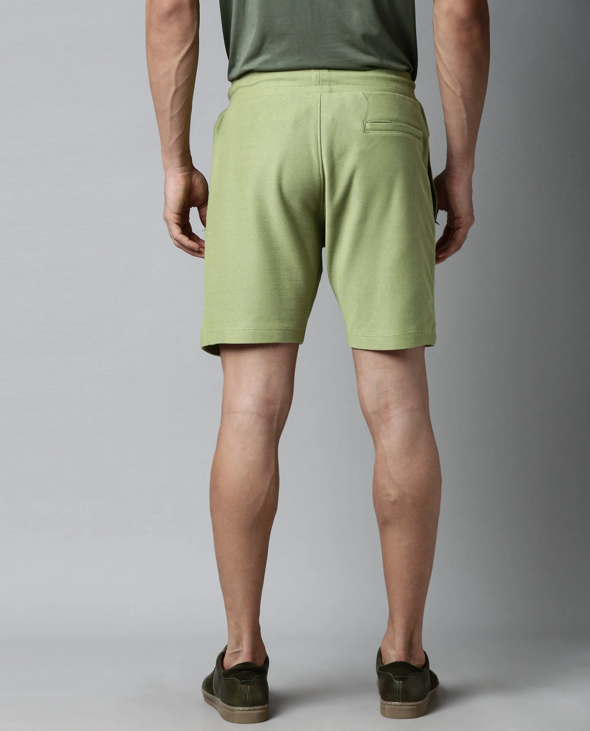 Rare Rabbit Men's Rebel Green Cotton Plain Slim Fit Shorts - Image 5