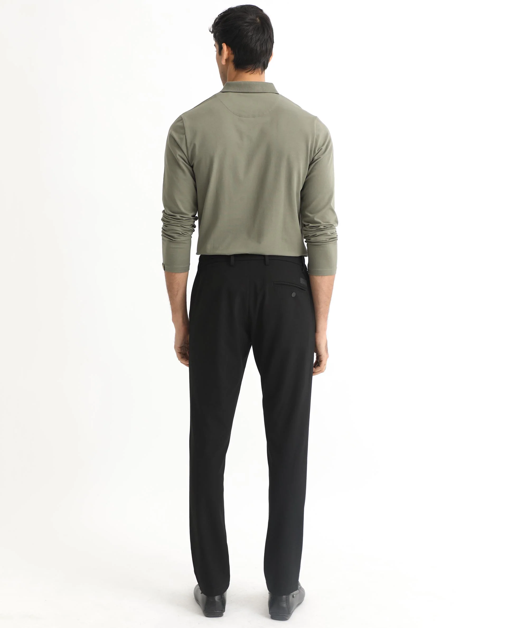 Rare Rabbit Men's Reborn-1 Light Olive Cotton Plain Regular Fit Full Sleeve Polo - Image 4