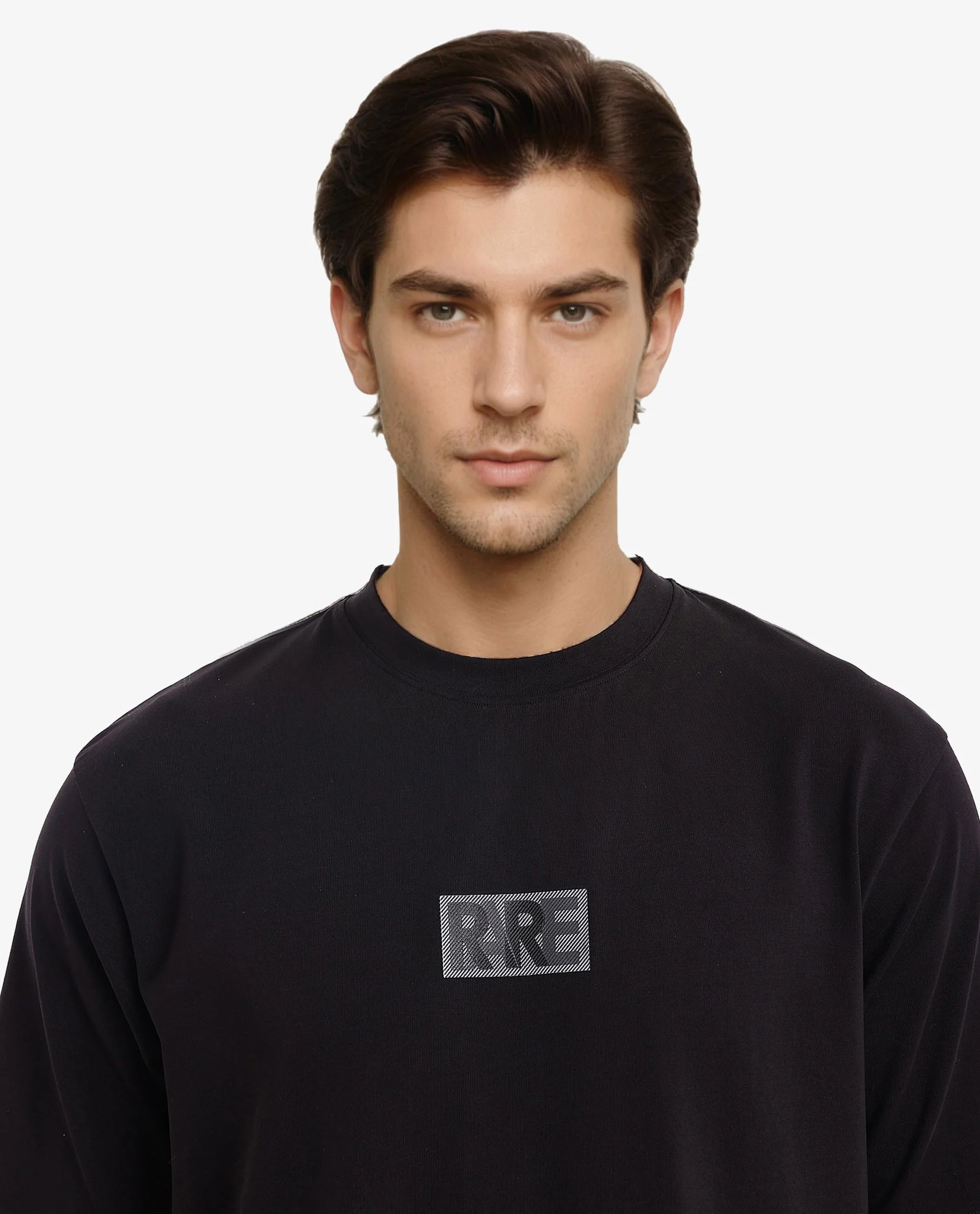 Rare Rabbit Men's Reborn-T Black Cotton Graphic Print Oversized Fit Half Sleeve Crew Neck T-Shirt - Image 2