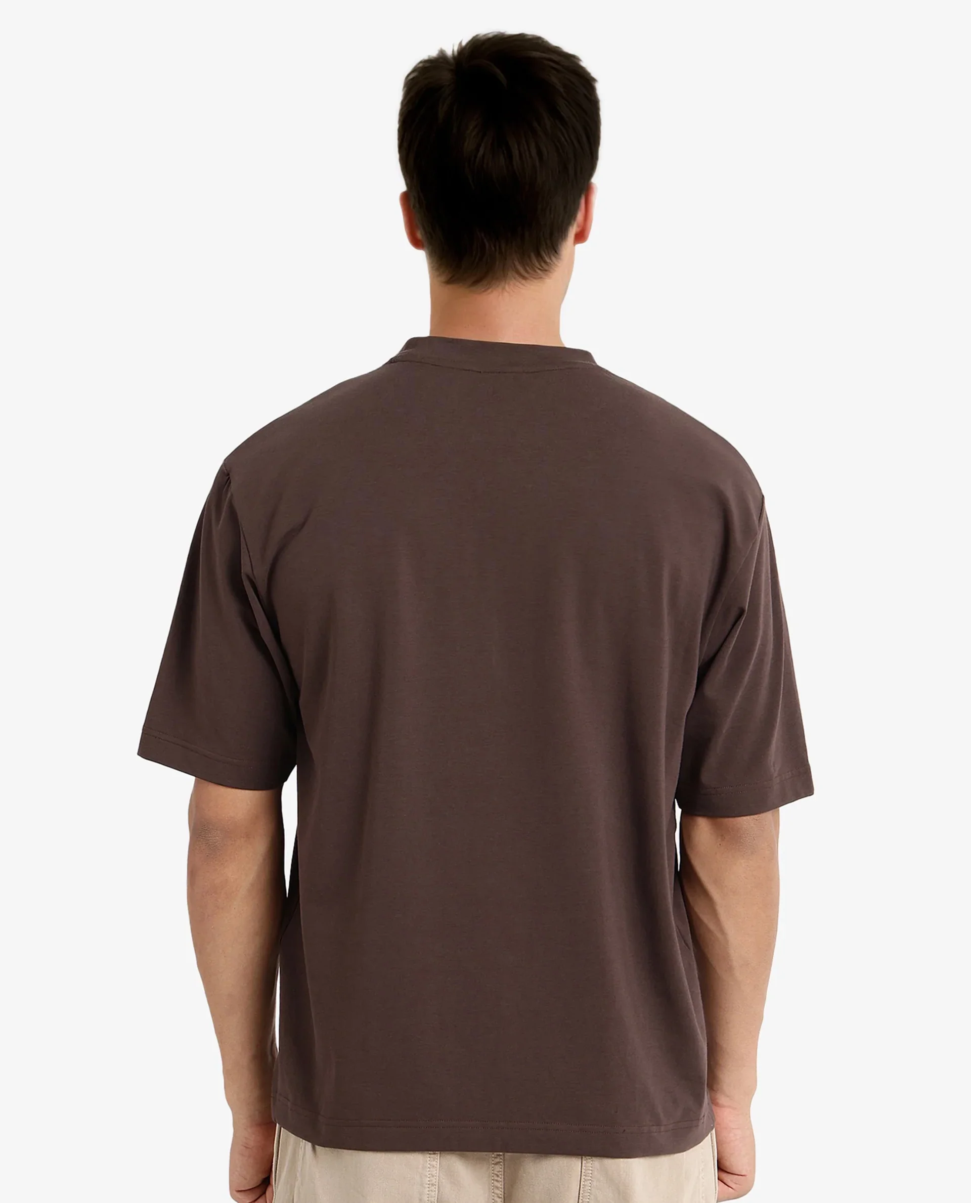 Rare Rabbit Men's Reborn-T Brown Cotton Graphic Print Oversized Fit Half Sleeve Crew Neck T-Shirt - Image 4