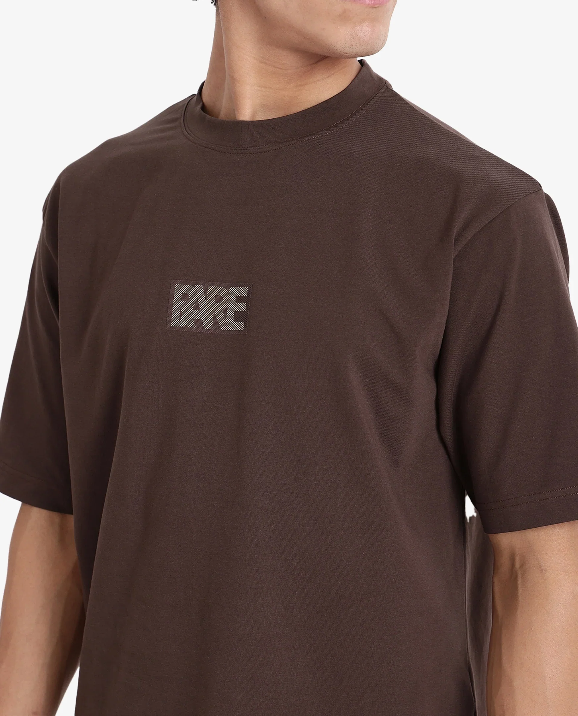 Rare Rabbit Men's Reborn-T Brown Cotton Graphic Print Oversized Fit Half Sleeve Crew Neck T-Shirt - Image 5