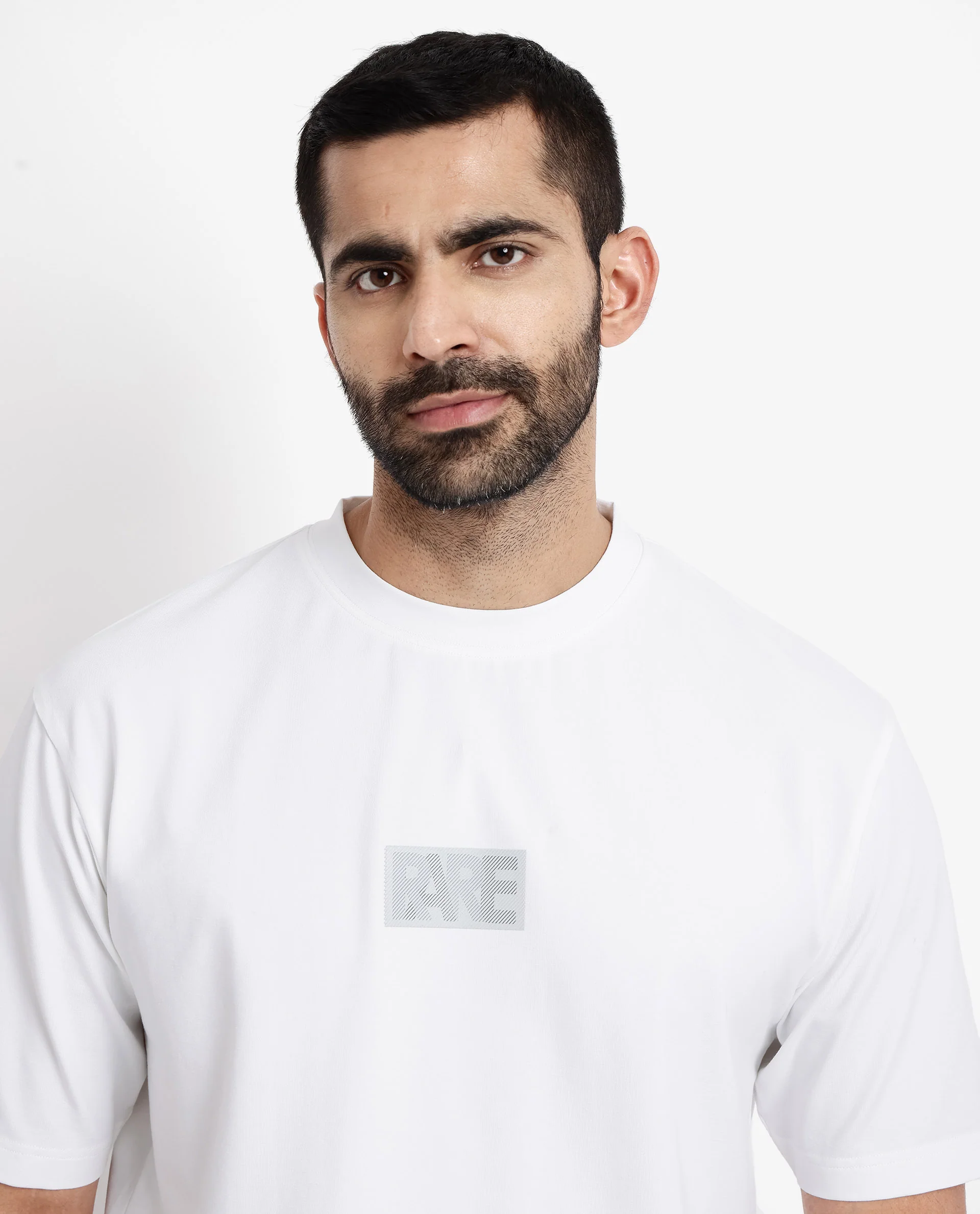 Rare Rabbit Men's Reborn-T White Cotton Graphic Print Oversized Fit Half Sleeve Crew Neck T-Shirt - Image 4