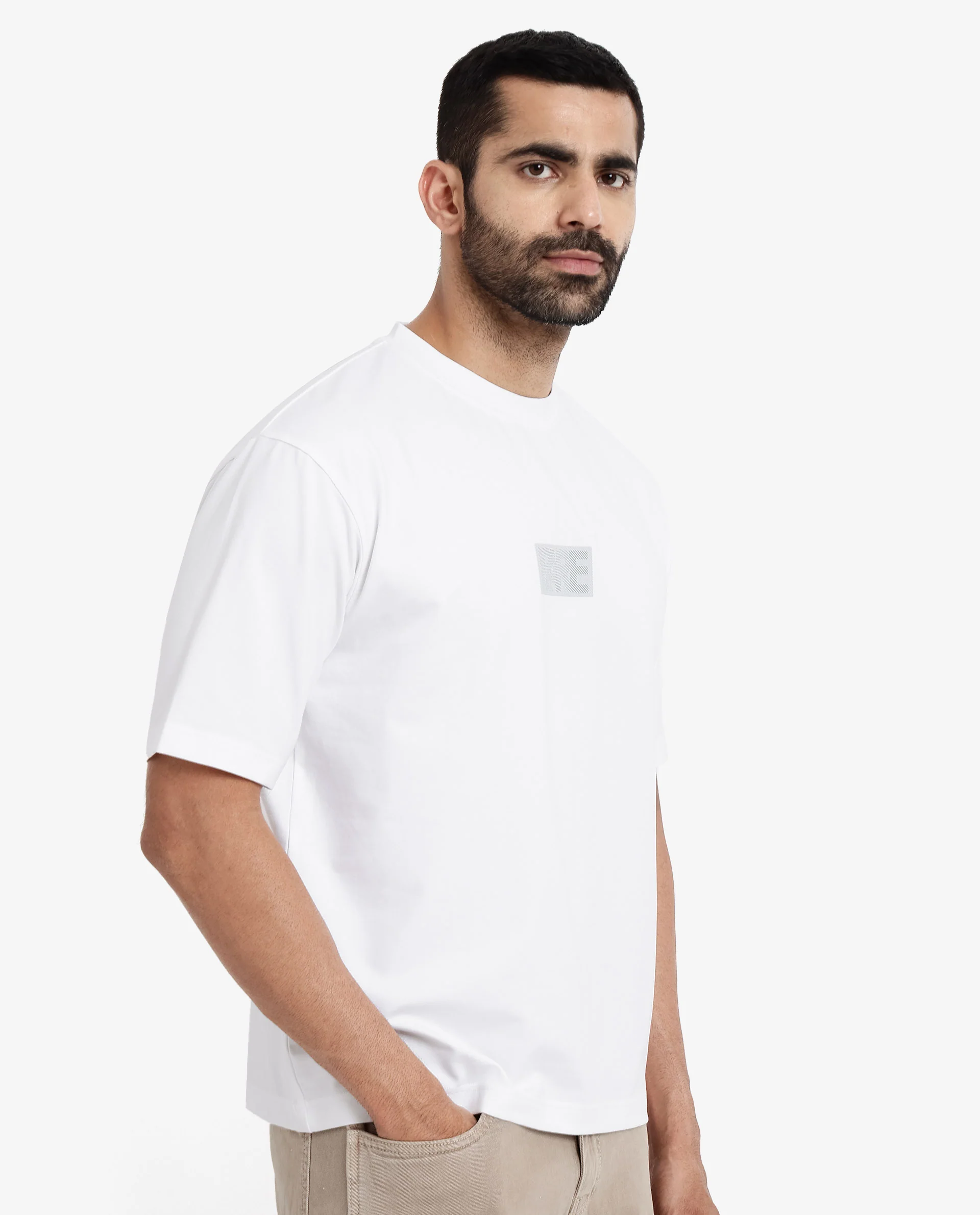 Rare Rabbit Men's Reborn-T White Cotton Graphic Print Oversized Fit Half Sleeve Crew Neck T-Shirt - Image 6