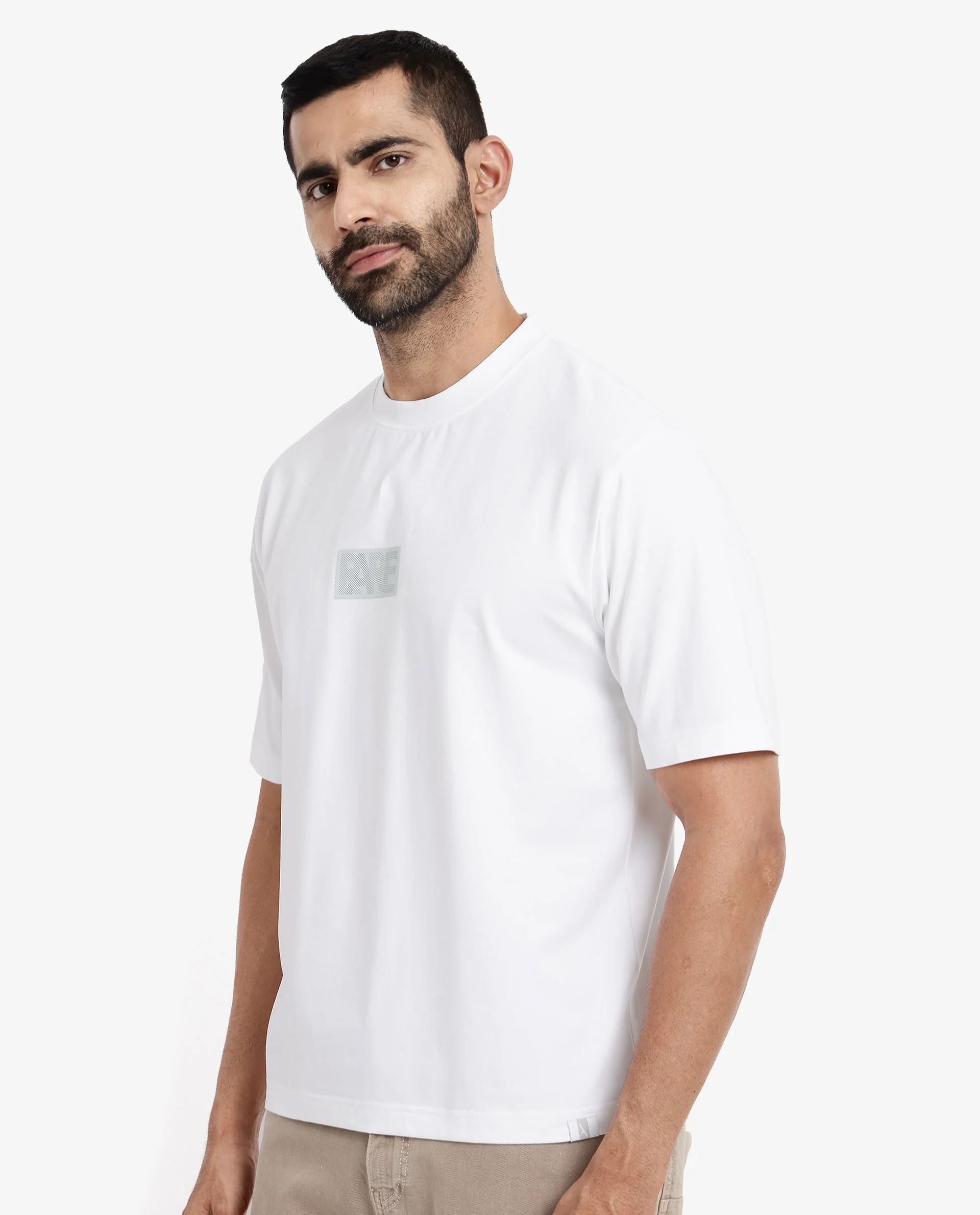 Rare Rabbit Men's Reborn-T White Cotton Graphic Print Oversized Fit Half Sleeve Crew Neck T-Shirt - Image 7