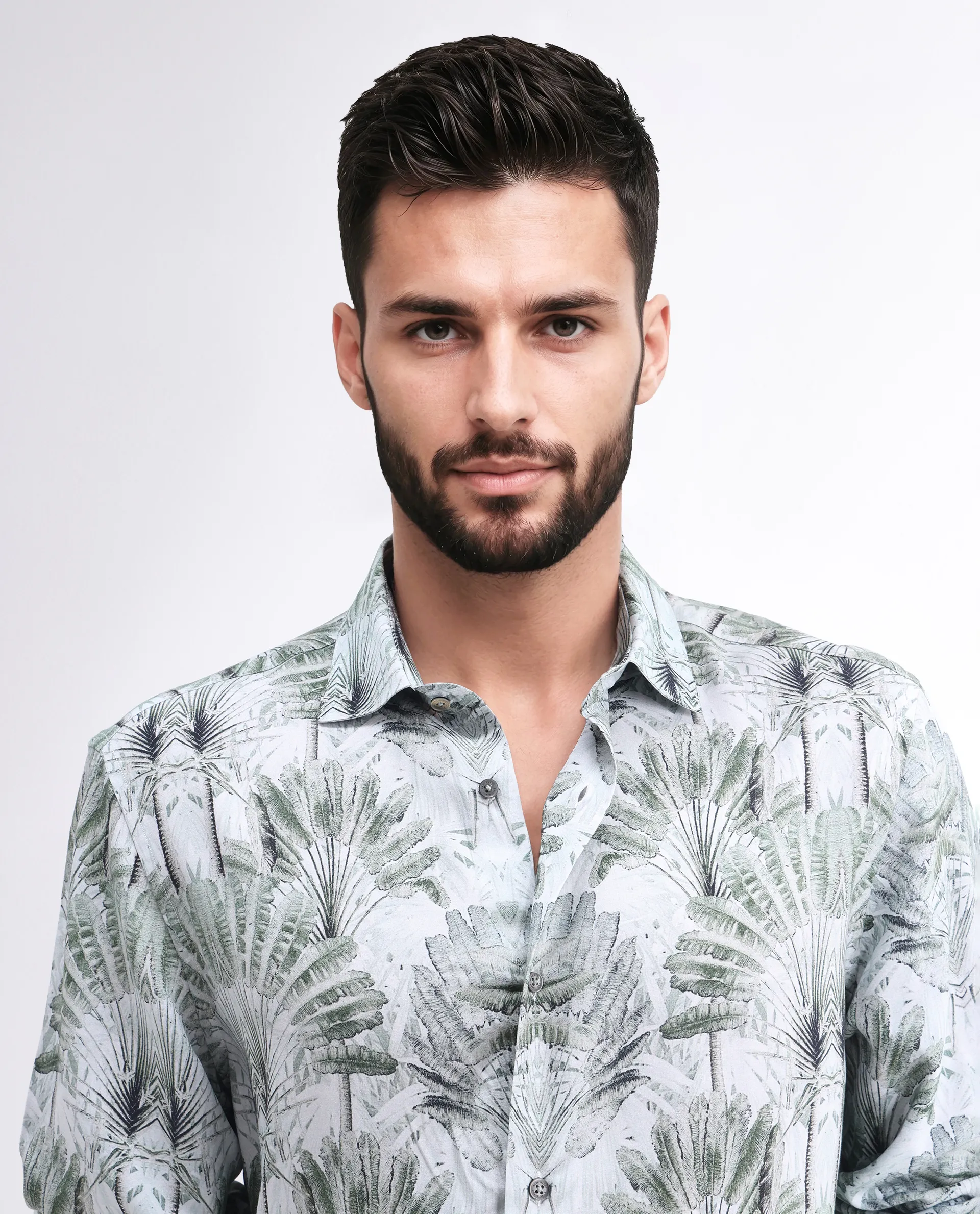 Rare Rabbit Men's Reca Light Green Viscose Abstract Print Regular Fit Full Sleeve Collared Shirt - Image 5