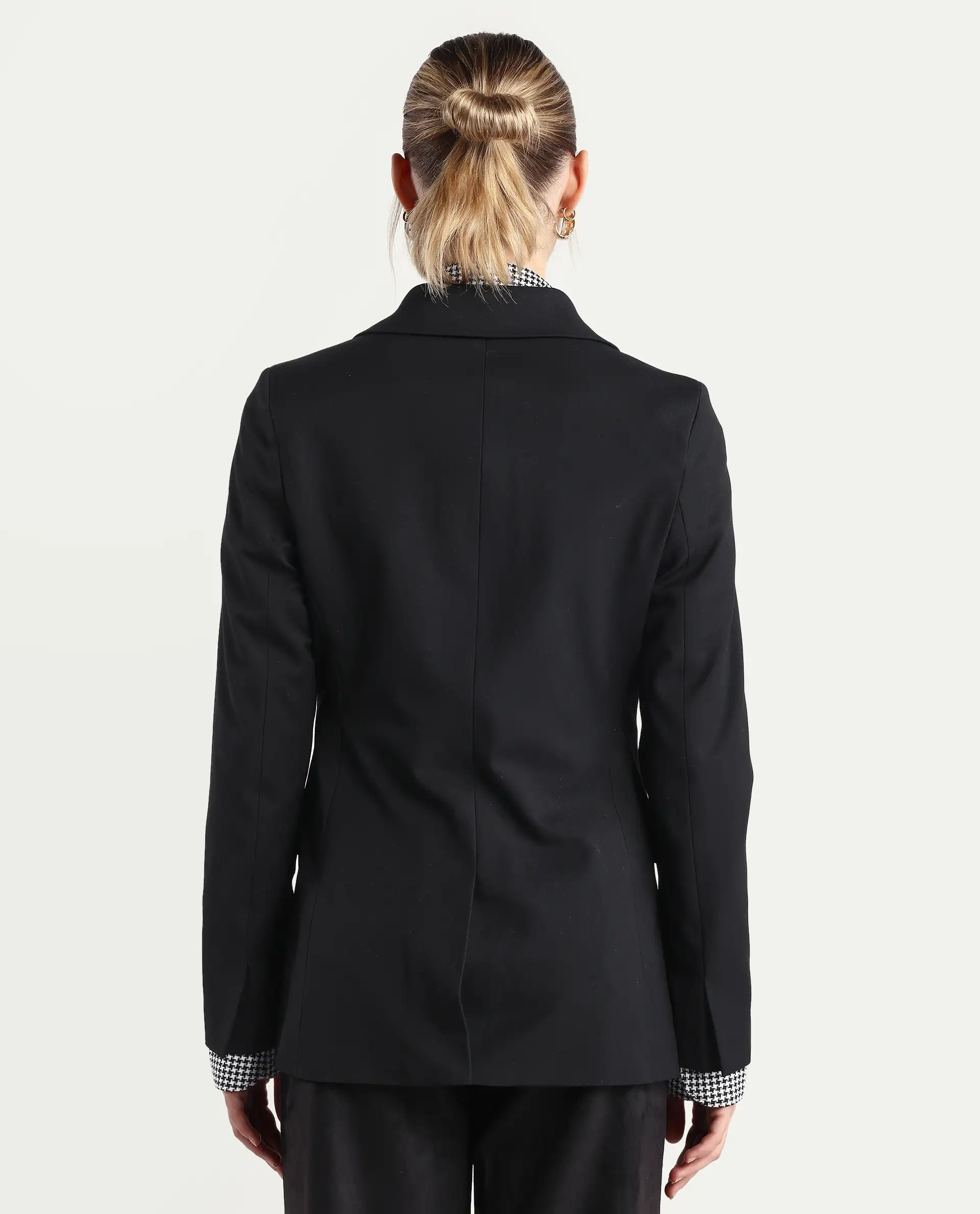Rareism Women's Reca Black Polyester Blend Full Sleeve Lapel Collar Plain Blazer - Image 7