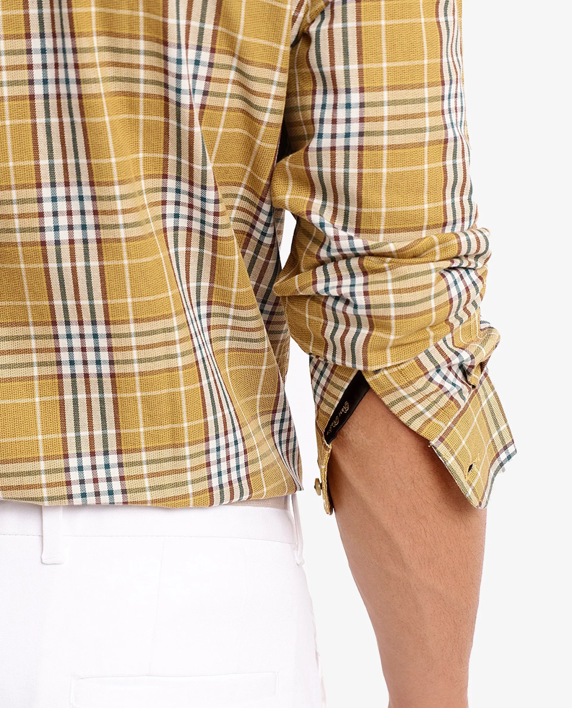 Rare Rabbit Men's Reed Light Brown Checked Print Regular Fit Full Sleeve Collared Shirt - Image 5