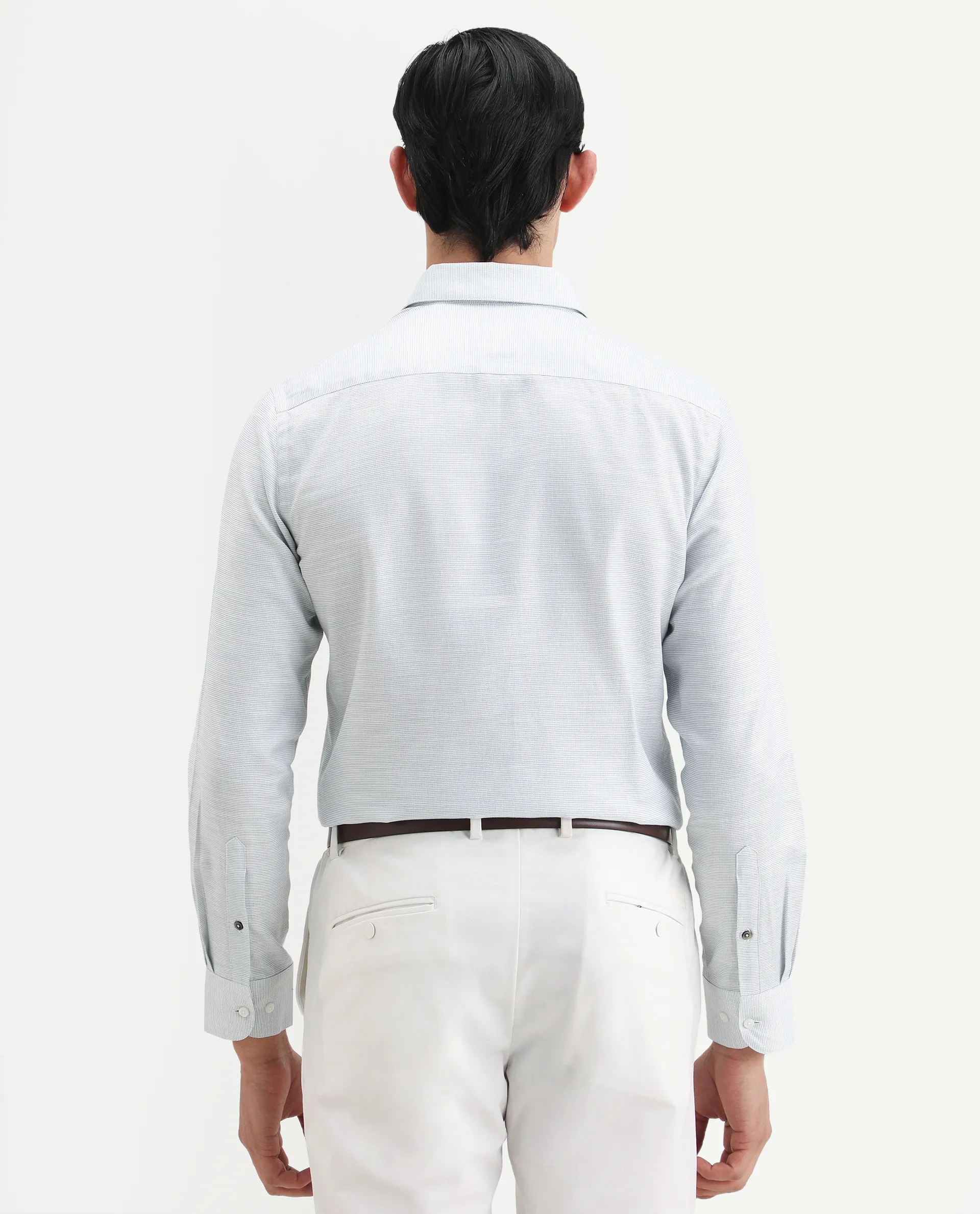 Rare Rabbit Men's Reef Light Green Cotton Fabric Full Sleeve Spread Collar Button Regular Plain Shirt - Image 6