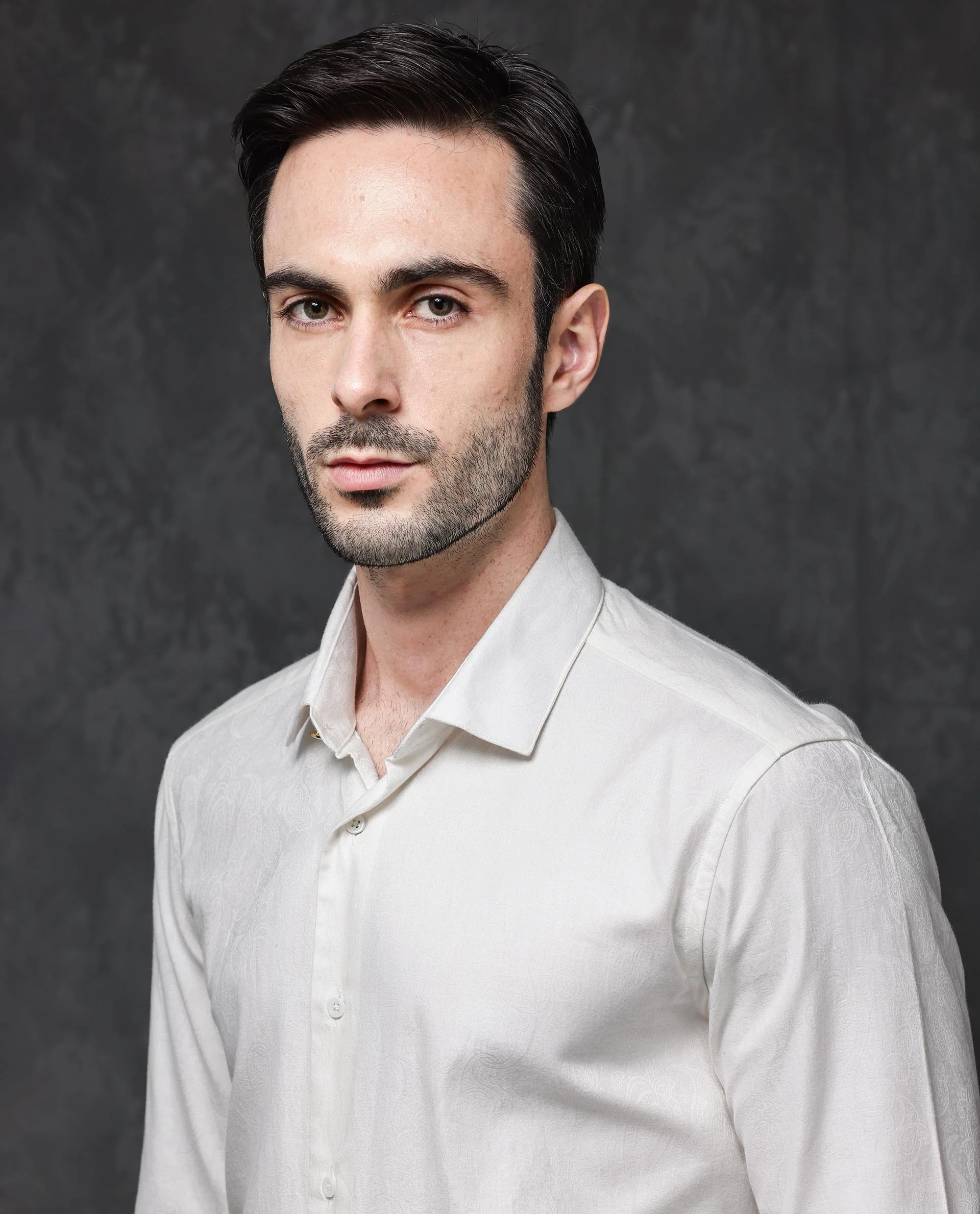 Rare Rabbit Men's Reel Off White Cotton Jacquard Regular Fit Full Sleeve Collared Shirt - Image 5