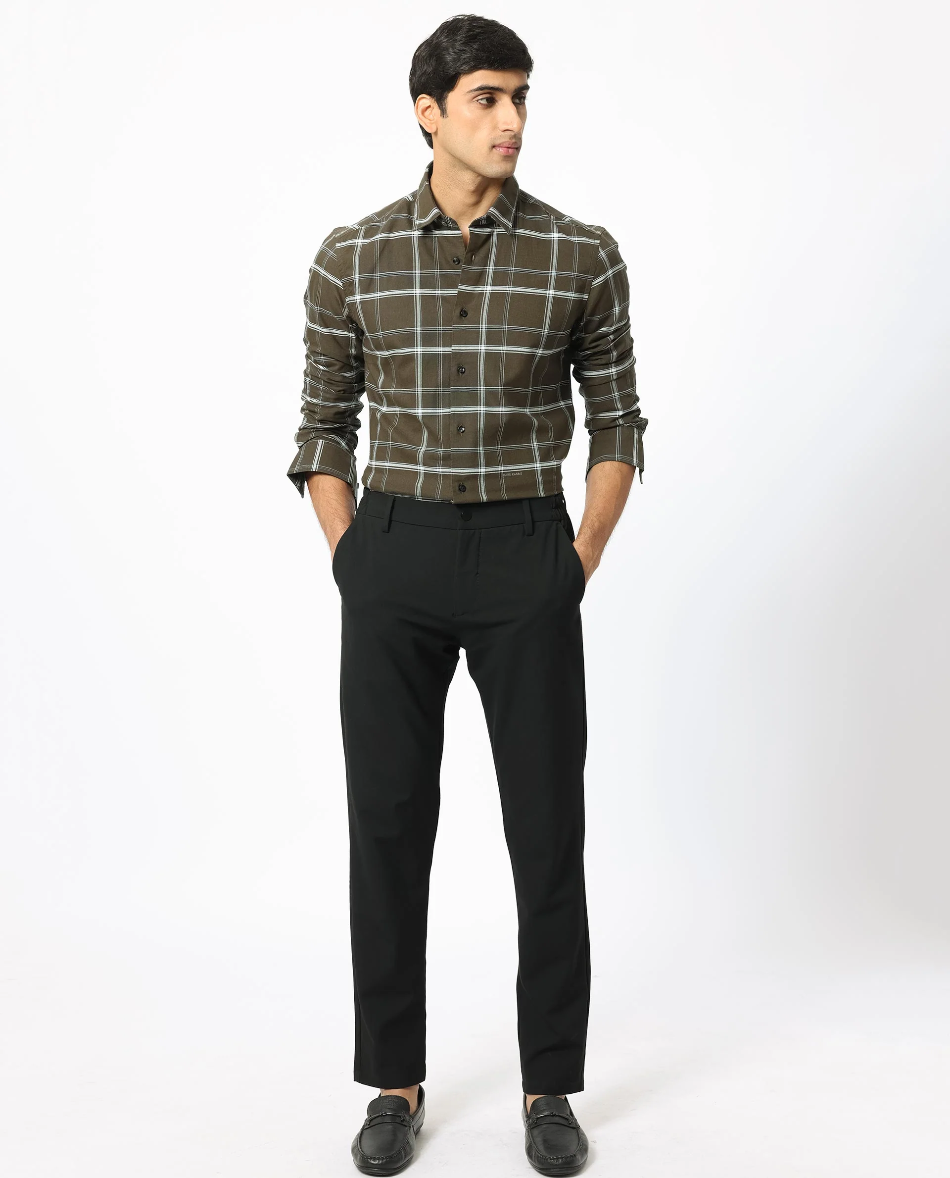 Rare Rabbit Men's Reesit Brown Cotton Checked Print Regular Fit Full Sleeve Collared Shirt - Image 6