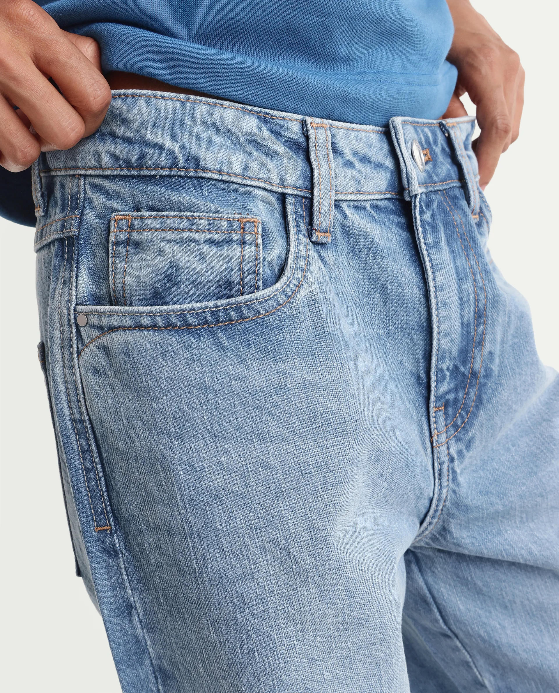 Rareism Women's Regara Light Blue Cotton Regular Fit Plain Jeans - Image 5