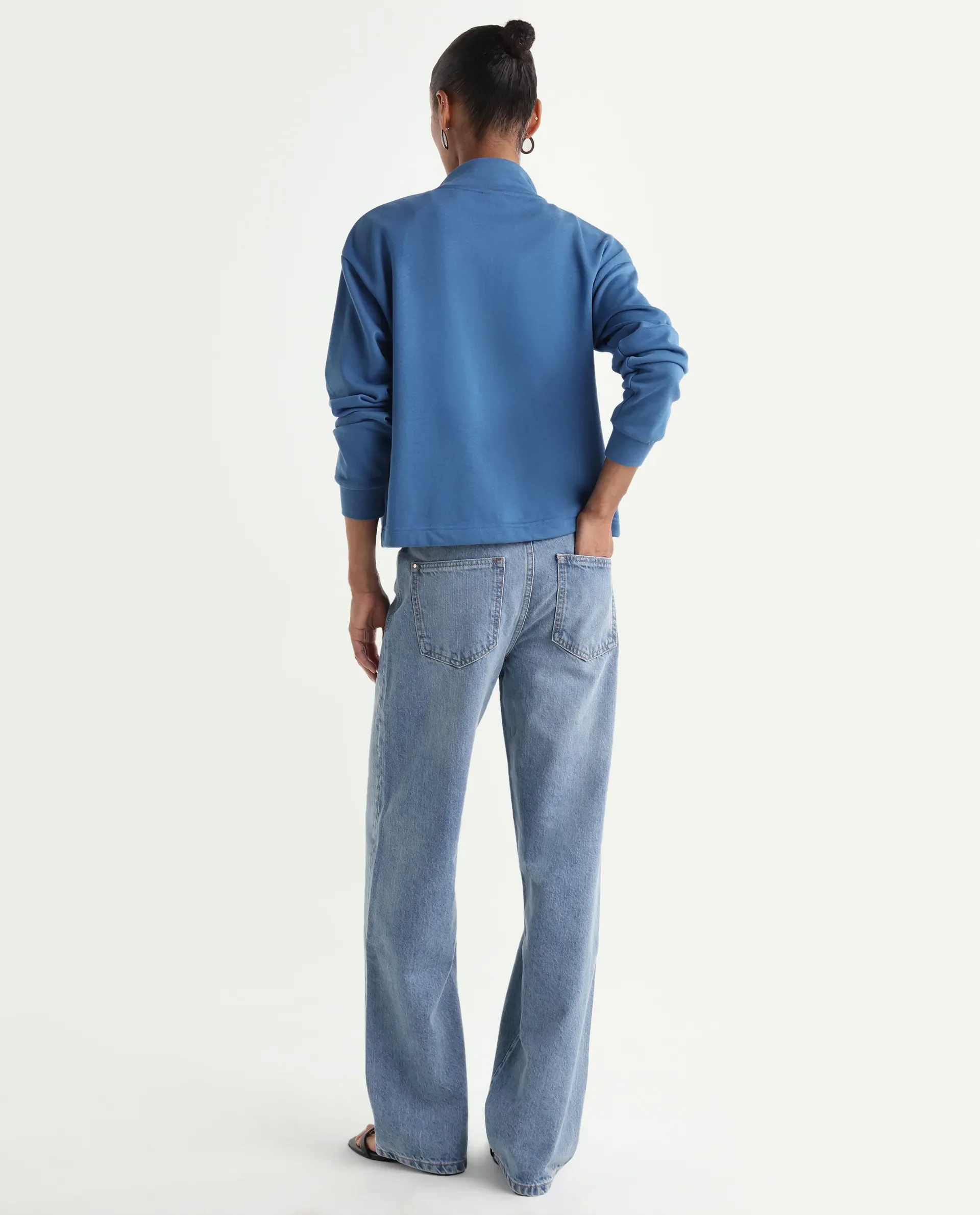 Rareism Women's Regara Light Blue Cotton Regular Fit Plain Jeans - Image 7