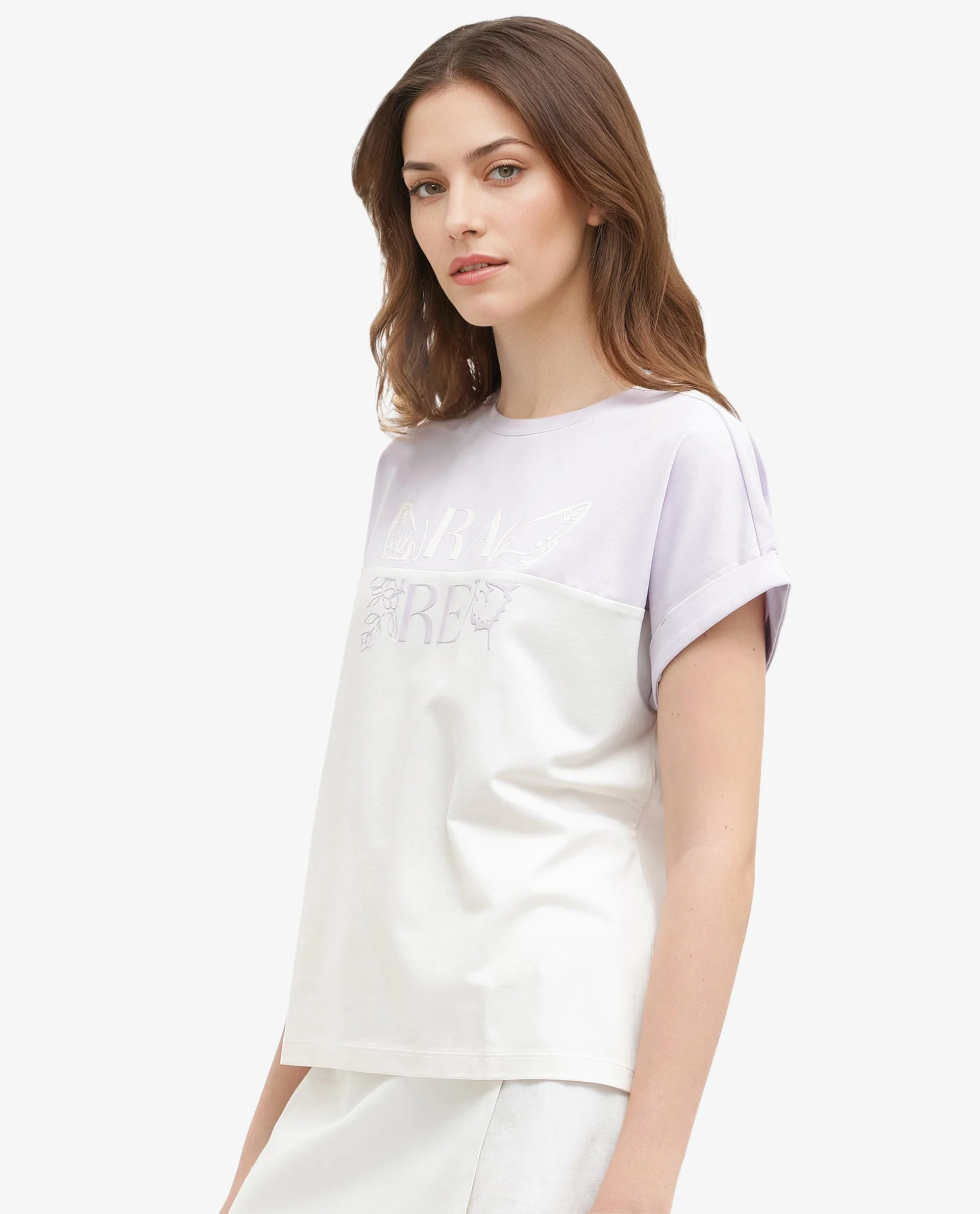 Rareism Women's Regardo Off White Cotton Blend Crew Neck Graphic Print Extended Sleeves Boxy Fit T-Shirt - Image 5