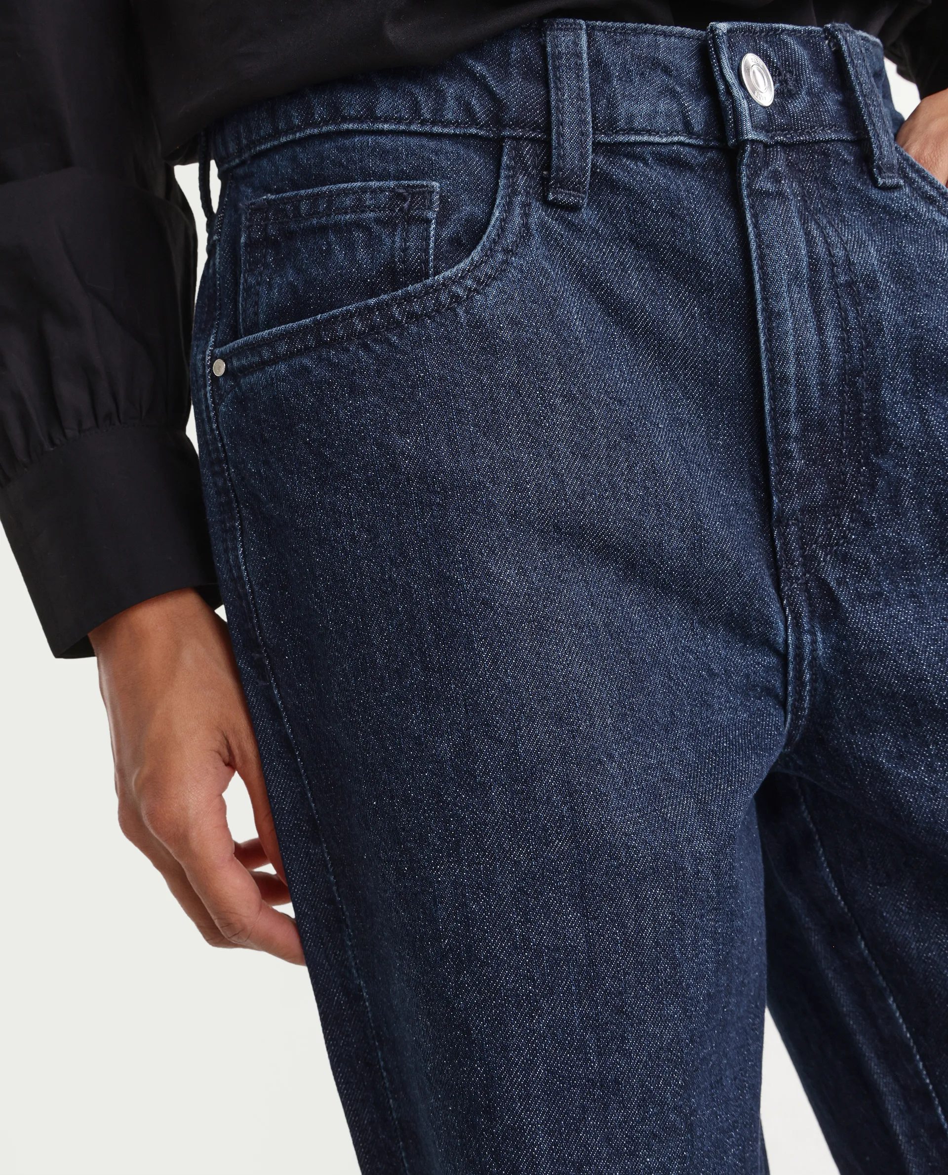 Rareism Women's Reglin Dark Blue Cotton Regular Fit Plain Jeans - Image 3