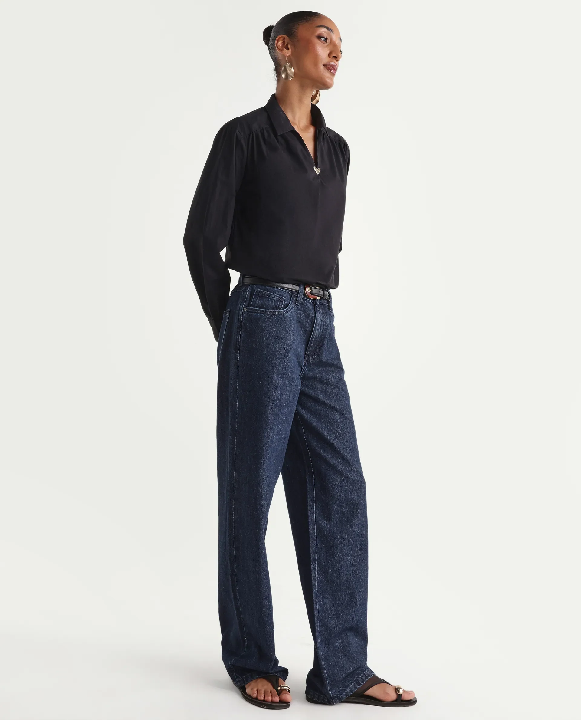 Rareism Women's Reglin Dark Blue Cotton Regular Fit Plain Jeans - Image 5