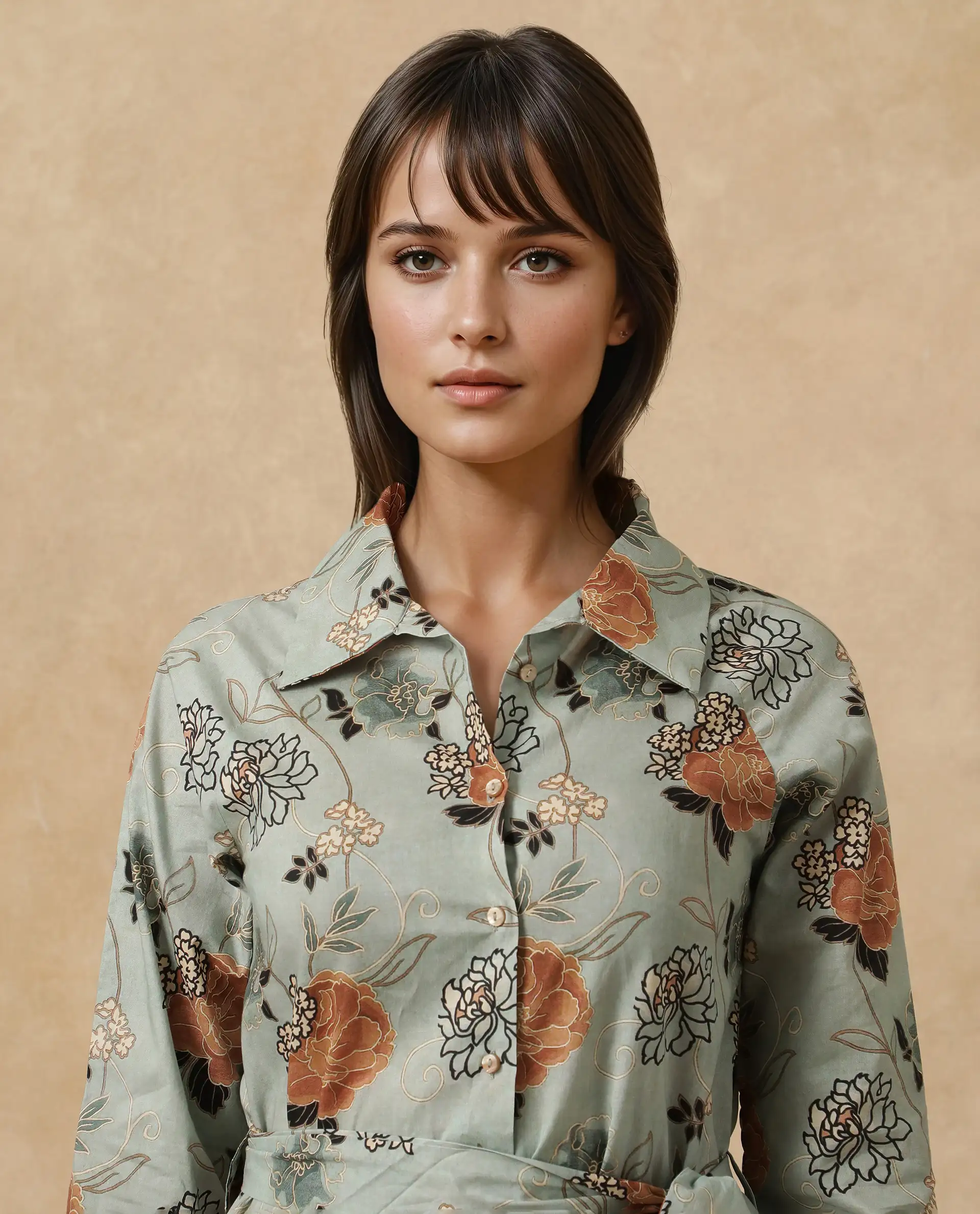 Rareism Women's Regnio Multi Cotton Drop Collar Floral Print Raglan Sleeve Midi A-Line Dress - Image 3