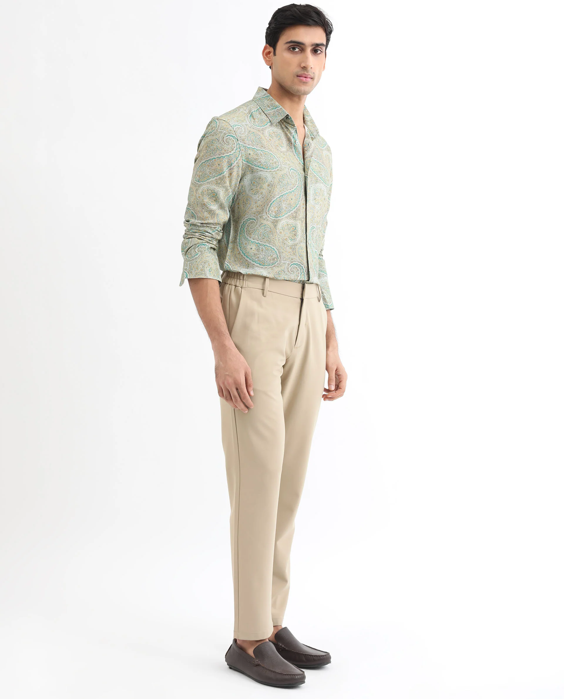 Rare Rabbit Men's Rego Pastel Green Cotton Paisley Print Regular Fit Full Sleeve Collared Shirt - Image 8