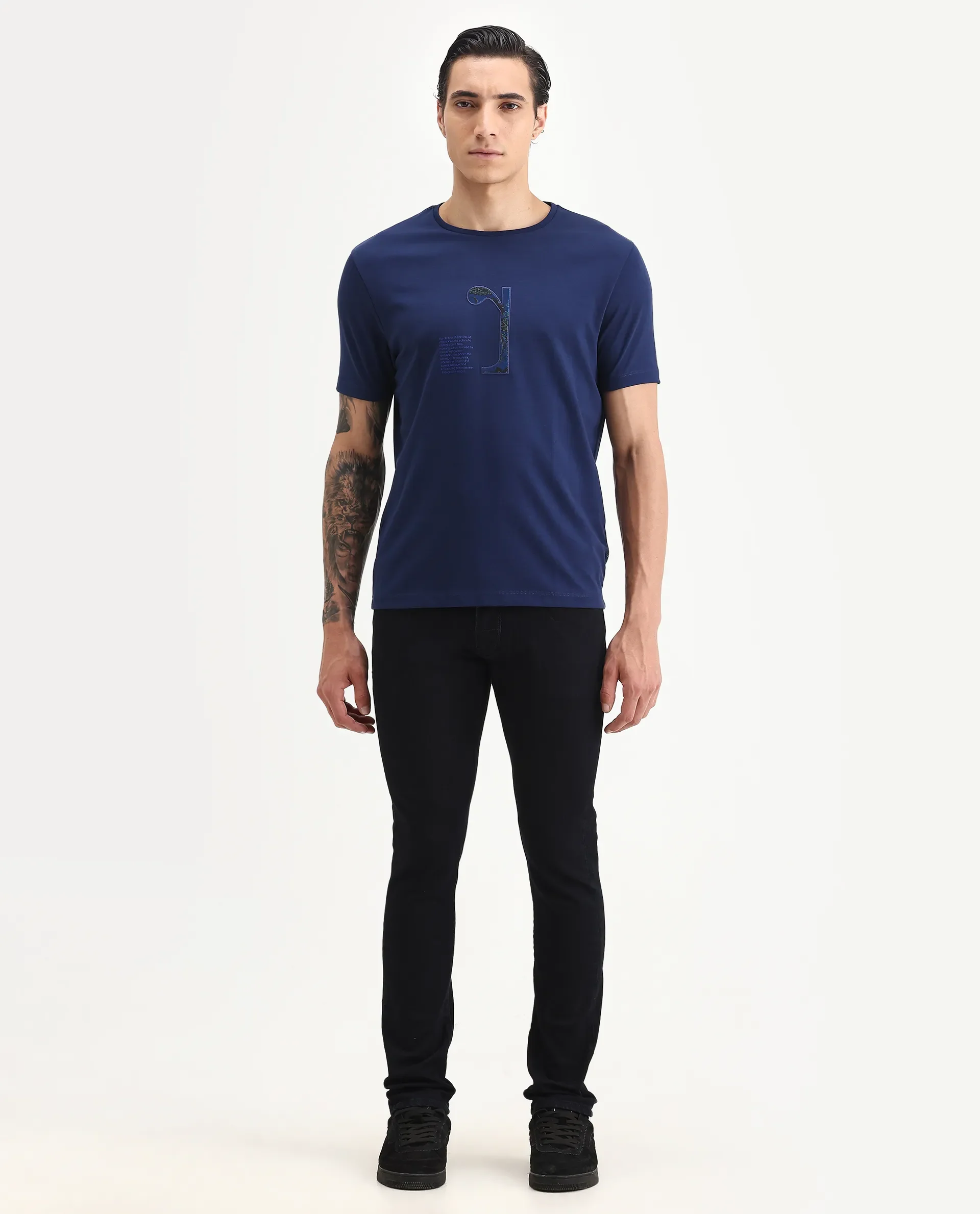 Rare Rabbit Men's Reid Dark Blue Cotton Blend Plain Hawk Slim Fit Jeans - Image 6