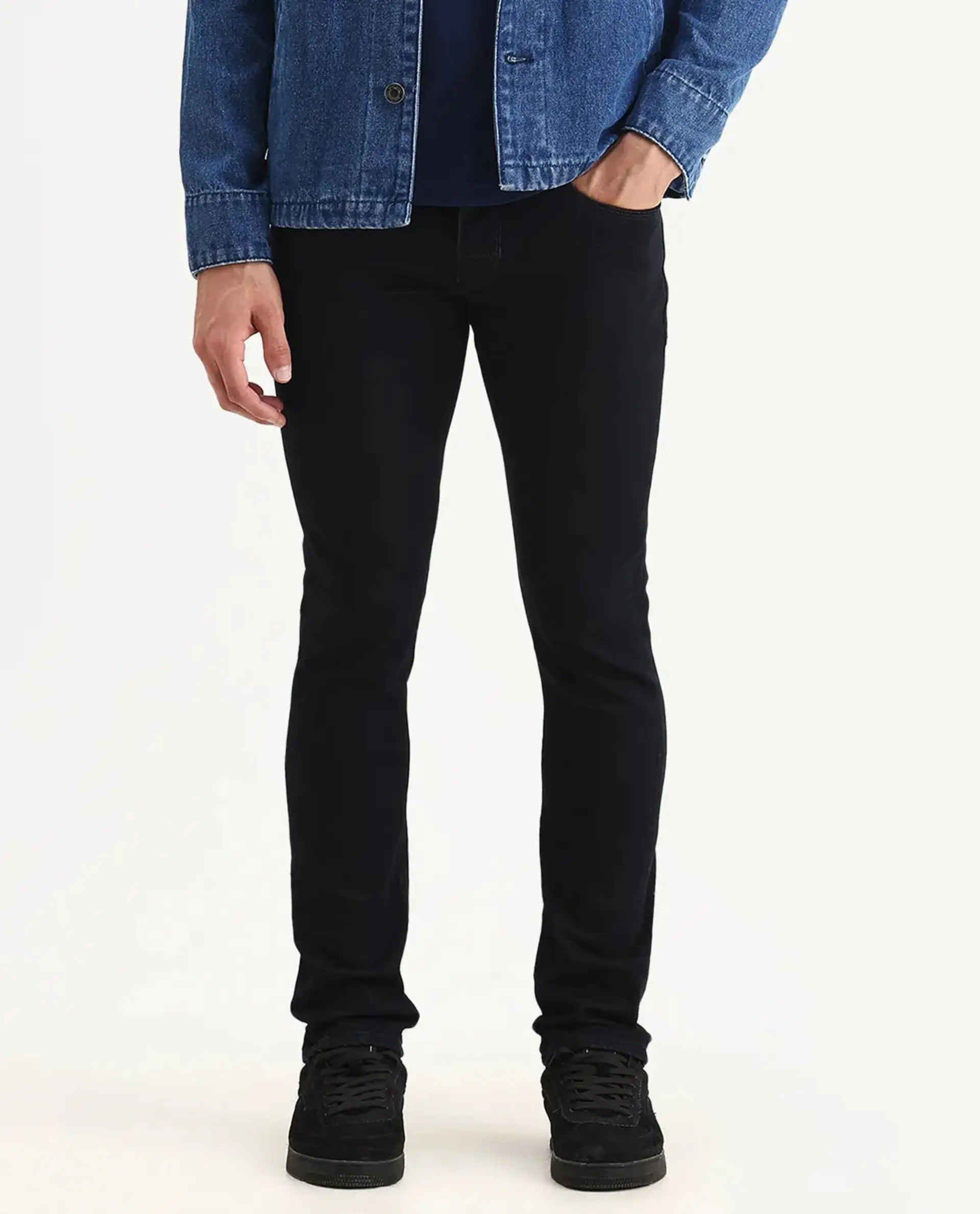 Rare Rabbit Men's Reid Dark Blue Cotton Blend Plain Hawk Slim Fit Jeans - Image 9