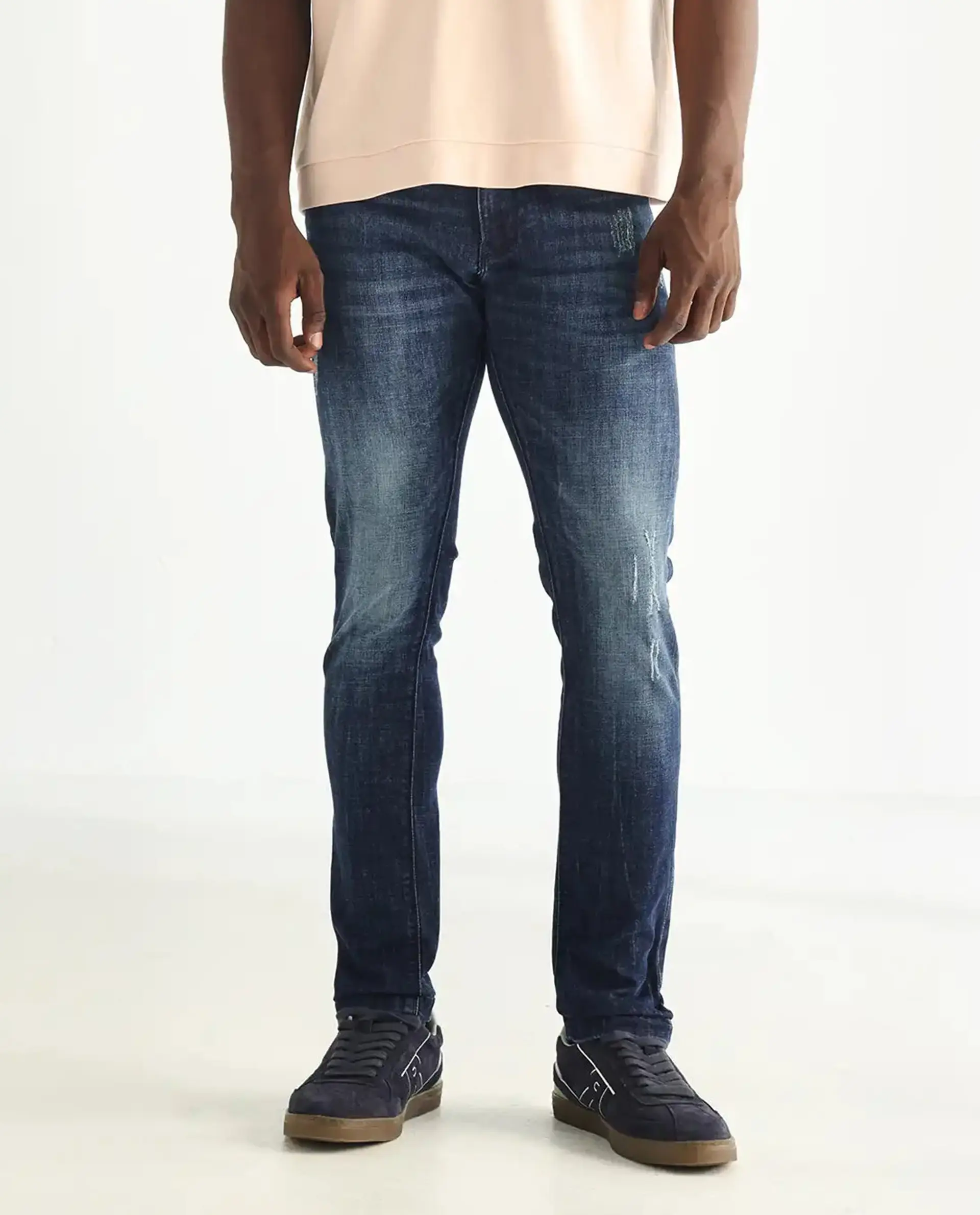 Rare Rabbit Men's Reims Light Blue Cotton Plain Hawk Slim Fit Jeans - Image 10
