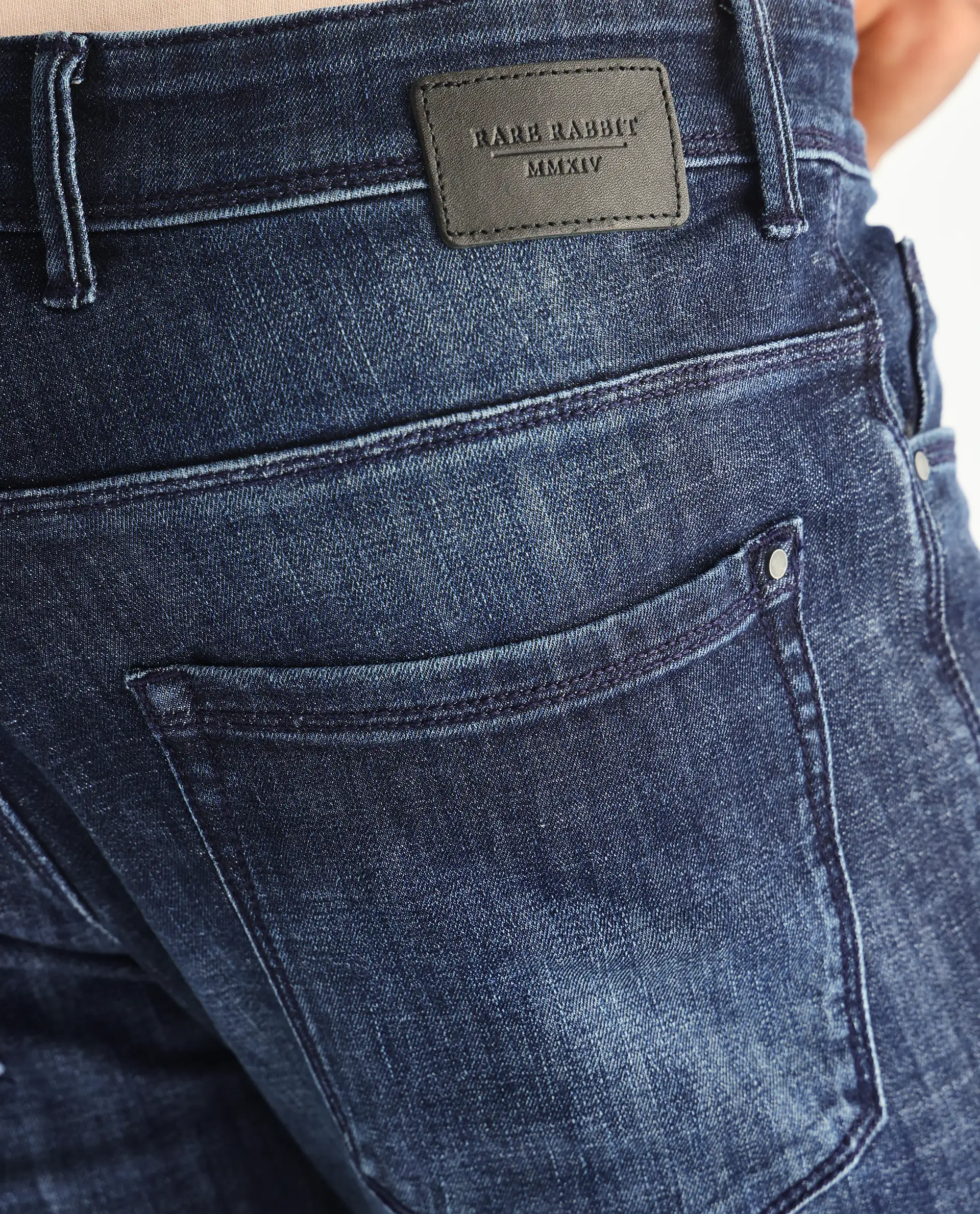 Rare Rabbit Men's Reims Light Blue Cotton Plain Hawk Slim Fit Jeans - Image 8