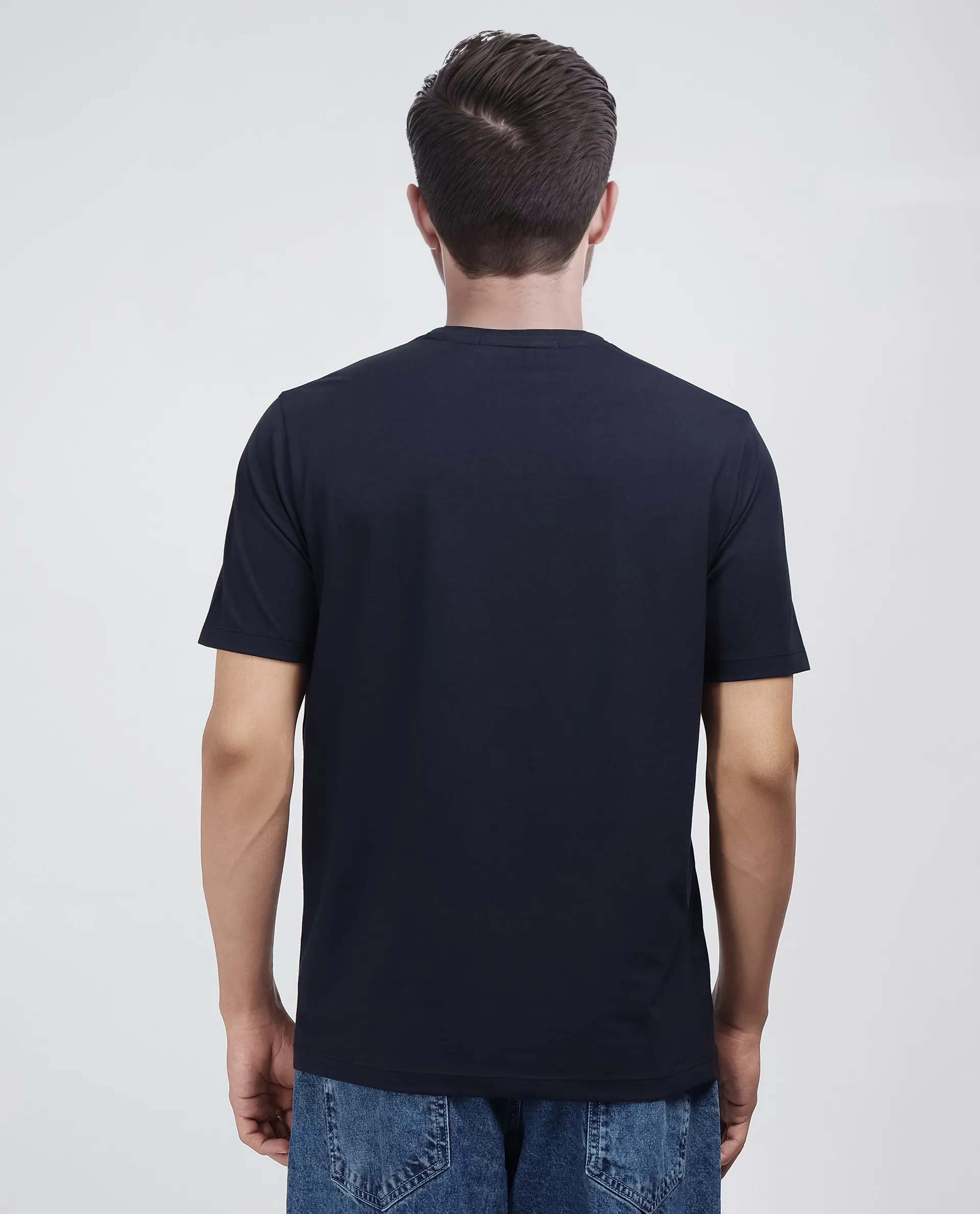 Rare Rabbit Men's Rek Navy Cotton Blend Graphic Print Regular Fit Half Sleeve Crew Neck T-Shirt - Image 4