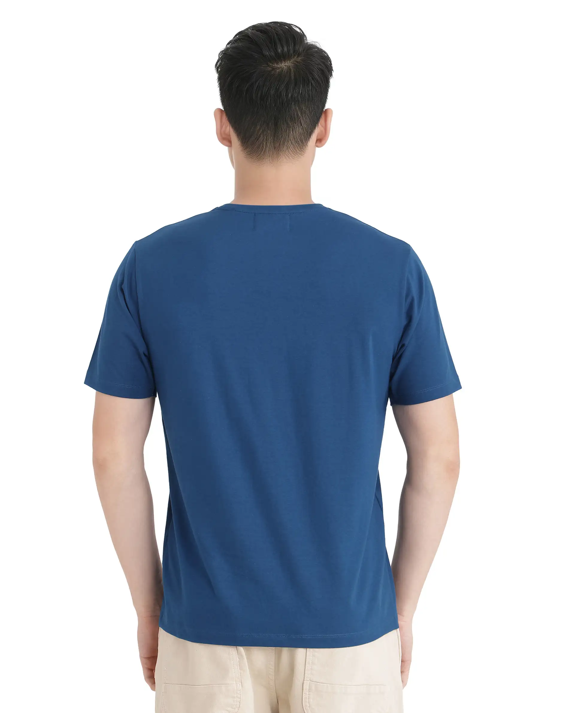 Rare Rabbit Men's Reko Teal Cotton Blend Graphic Print Regular Fit Half Sleeve Crew Neck T-Shirt - Image 2