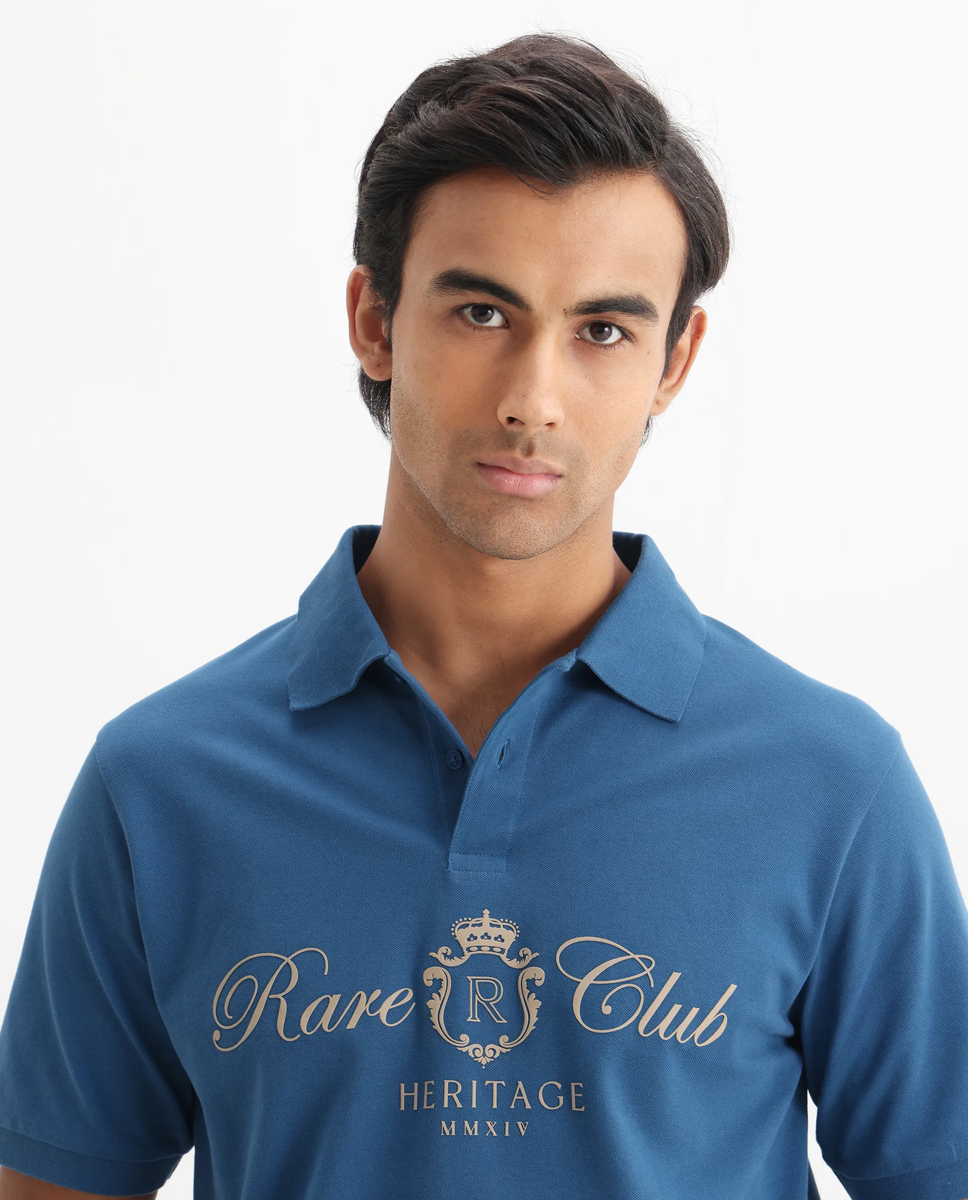 Rare Rabbit Men's Rem Blue Cotton Graphic Print Regular Fit Half Sleeve Polo - Image 4