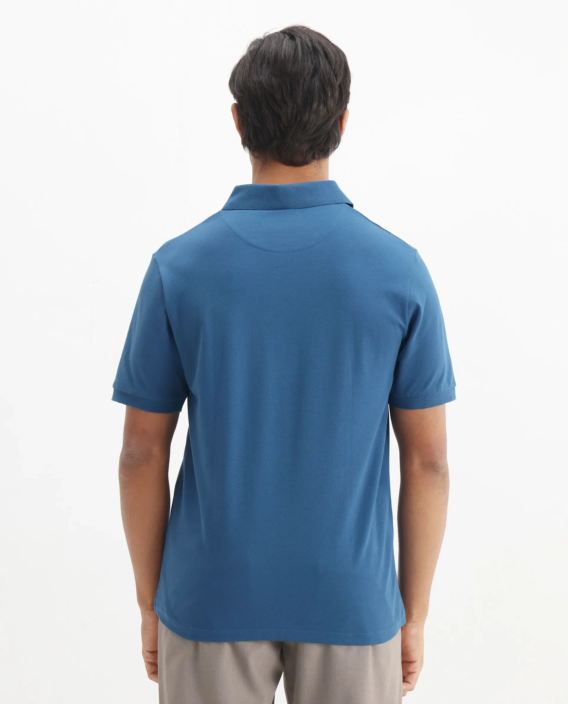 Rare Rabbit Men's Rem Blue Cotton Graphic Print Regular Fit Half Sleeve Polo - Image 8