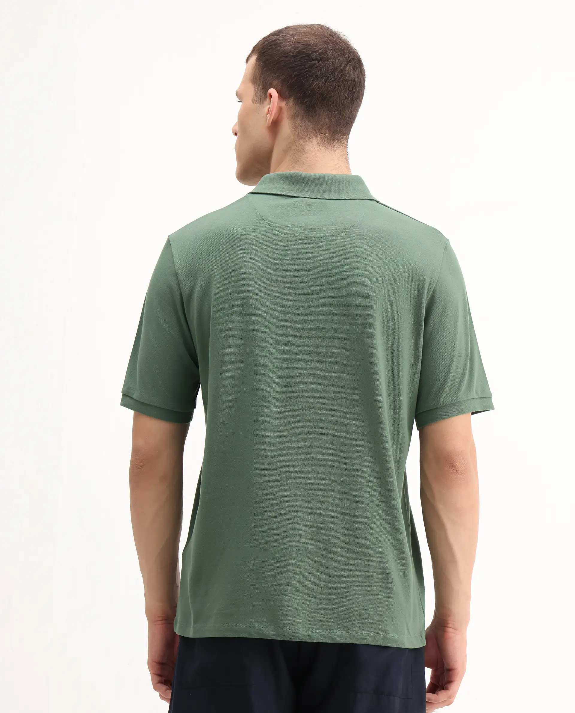Rare Rabbit Men's Rem Green Cotton Graphic Print Regular Fit Half Sleeve Polo - Image 5