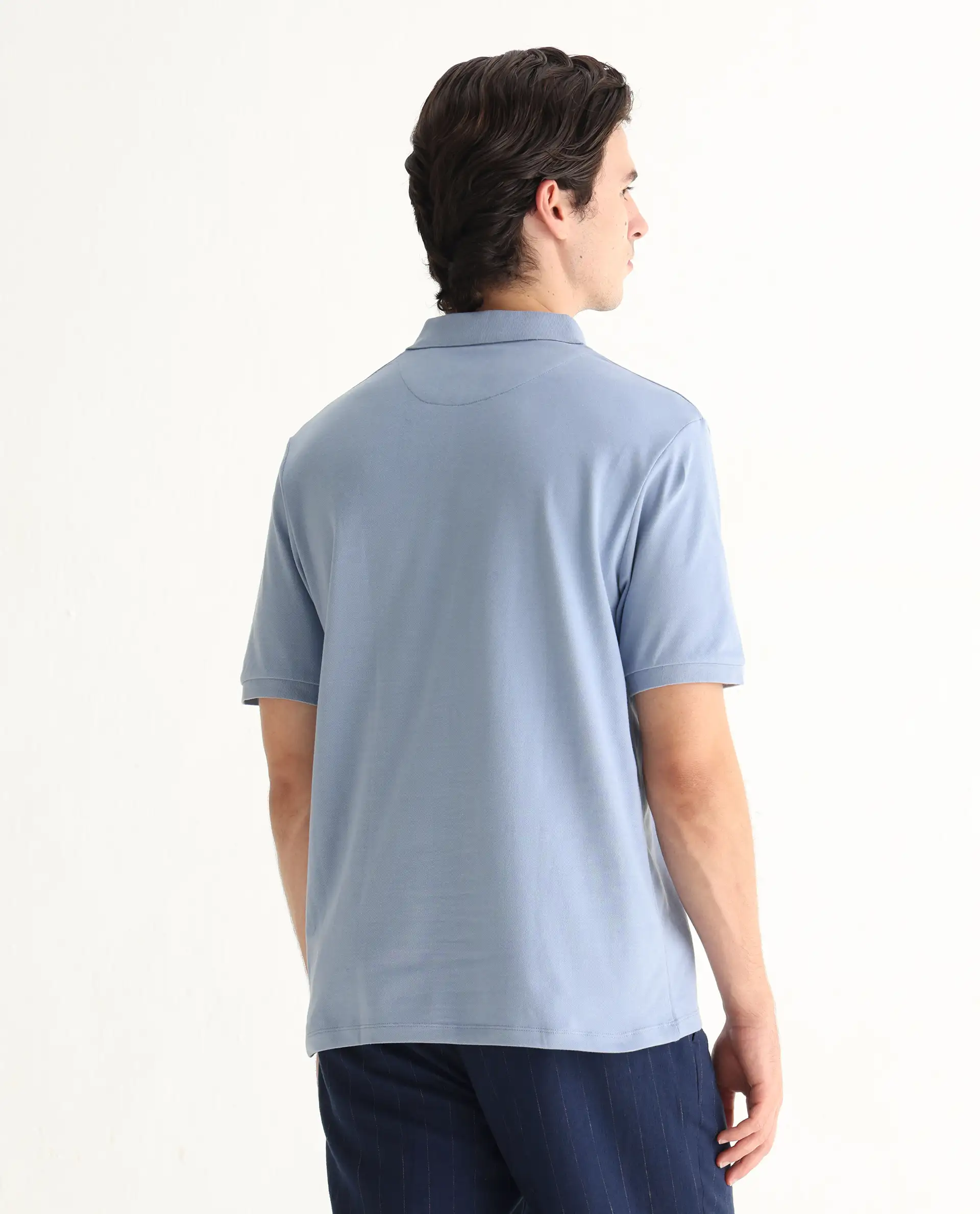 Rare Rabbit Men's Rem Light Blue Cotton Graphic Print Regular Fit Half Sleeve Polo - Image 8