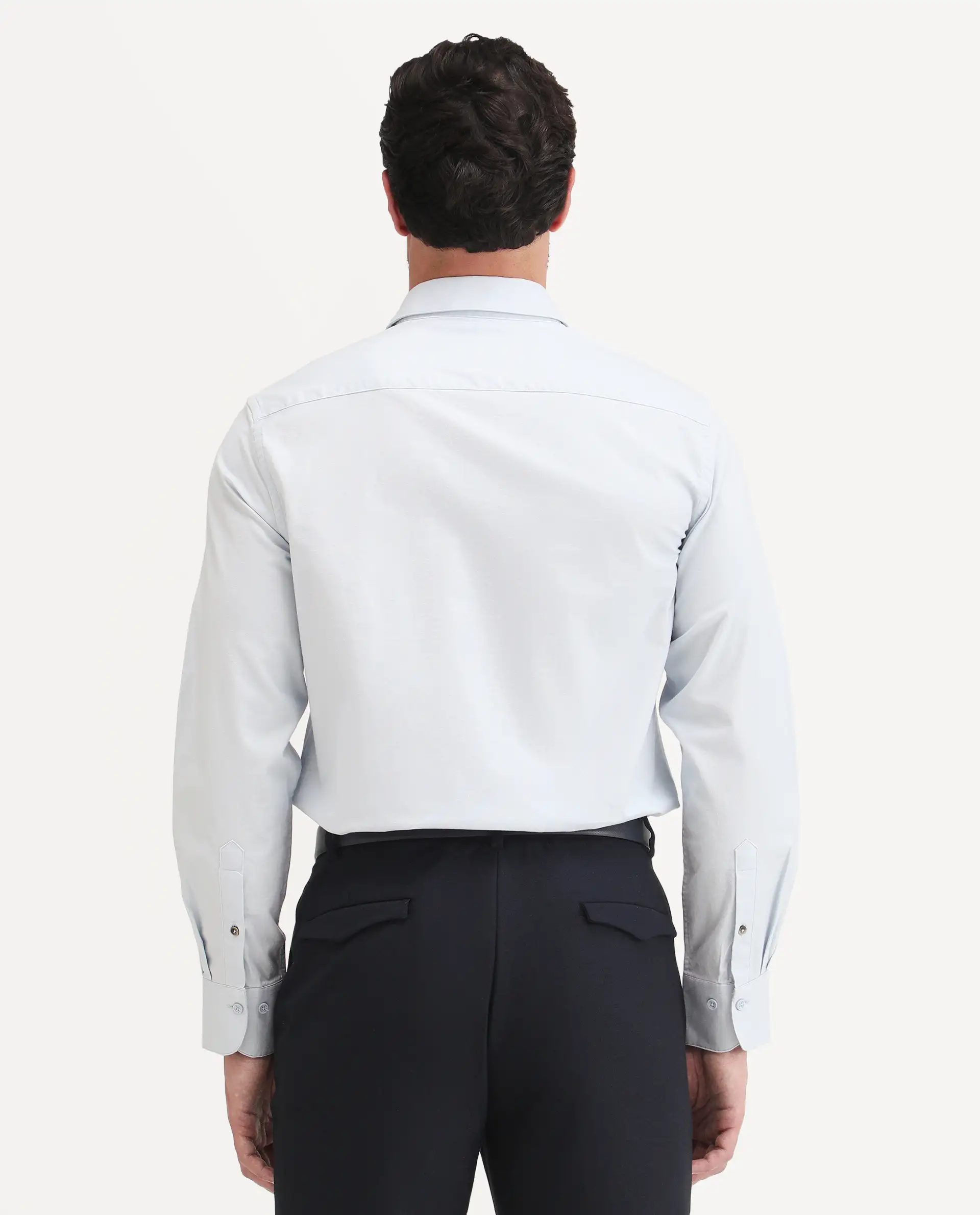 Rare Rabbit Men's Remob Light Blue Cotton Blend Fabric Full Sleeve Regular Fit Plain Shirt - Image 7